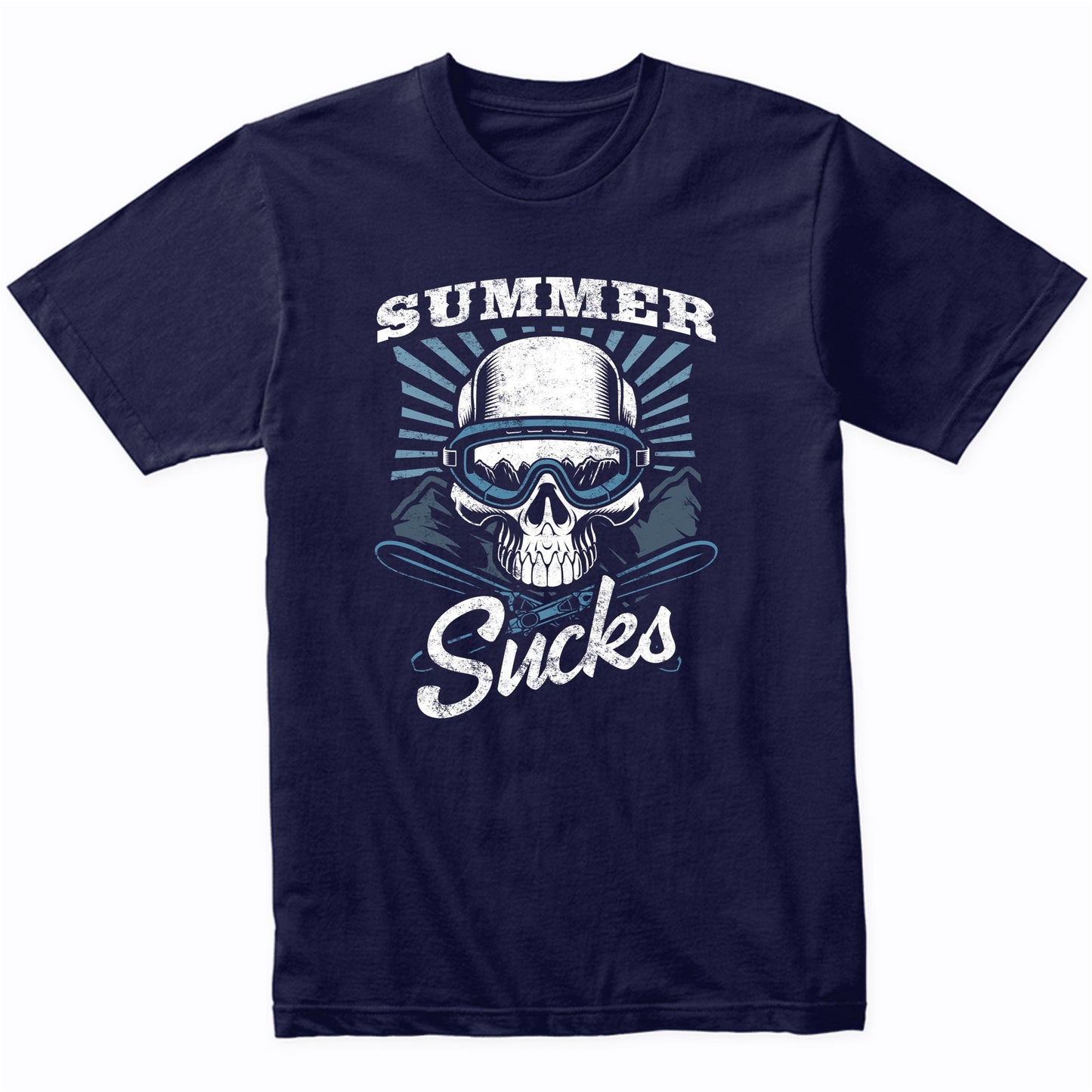Summer Sucks Funny Skier Skull Skiing T-Shirt