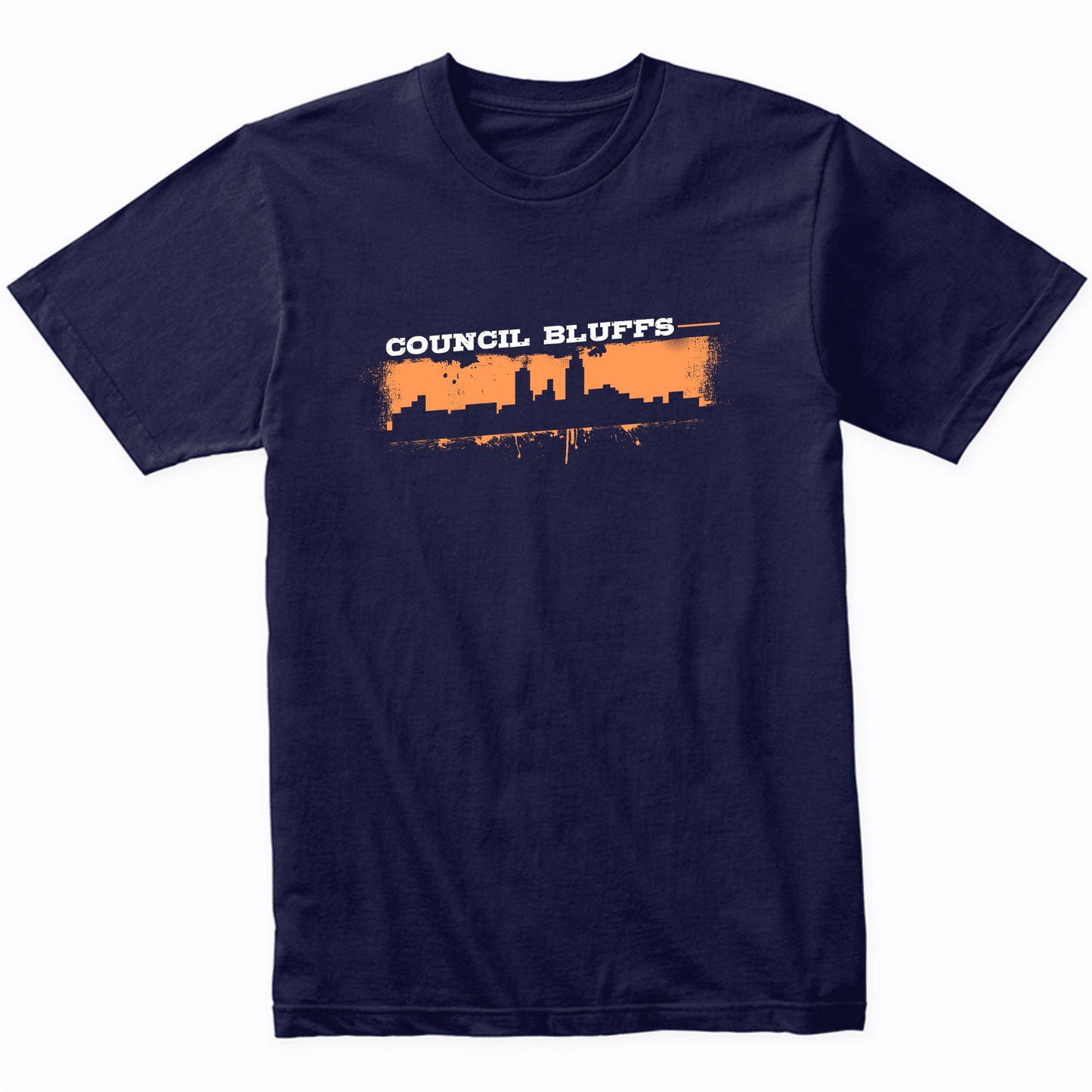 Council Bluffs Iowa Skyline Retro Grafitti Style T-Shirt