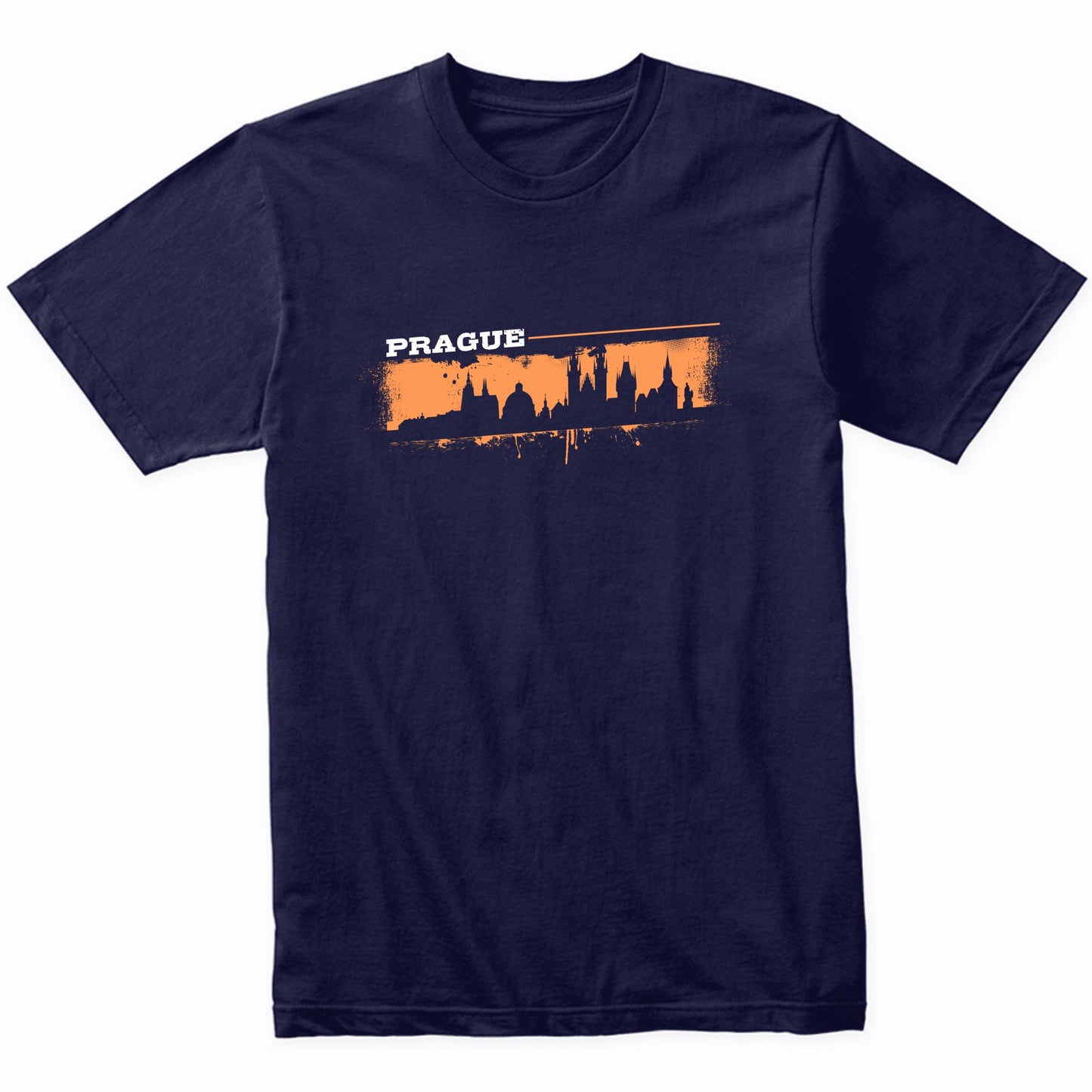 Prague Czech Republic Skyline Retro Grafitti Style T-Shirt
