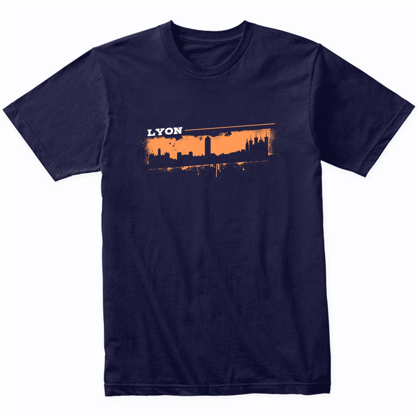 Lyon France Skyline Retro Grafitti Style T-Shirt