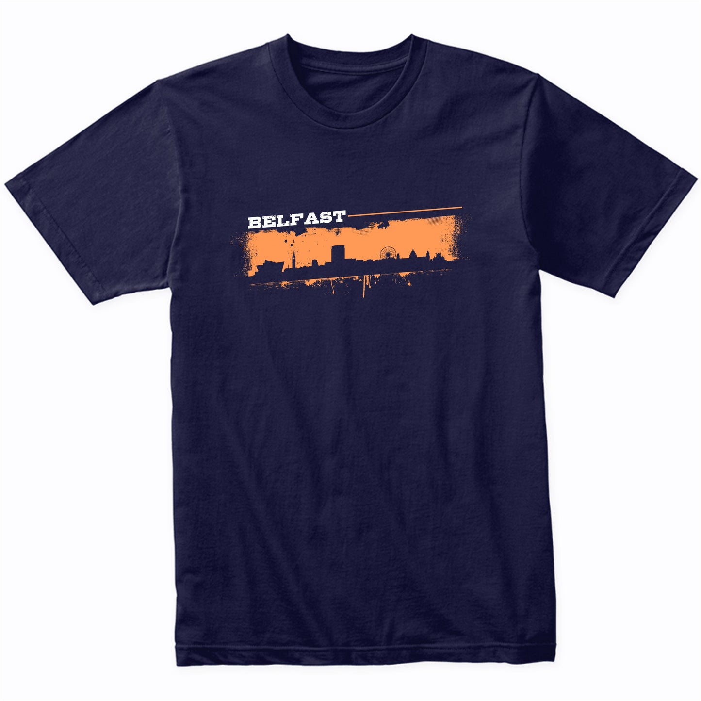 Belfast Northern Ireland Skyline Retro Grafitti Style T-Shirt