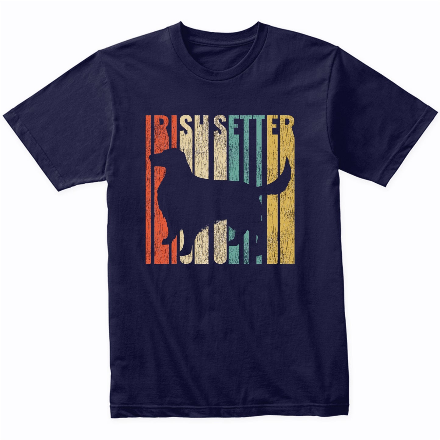 Retro 1970's Style Irish Setter Dog Silhouette Cracked Distressed T-Shirt