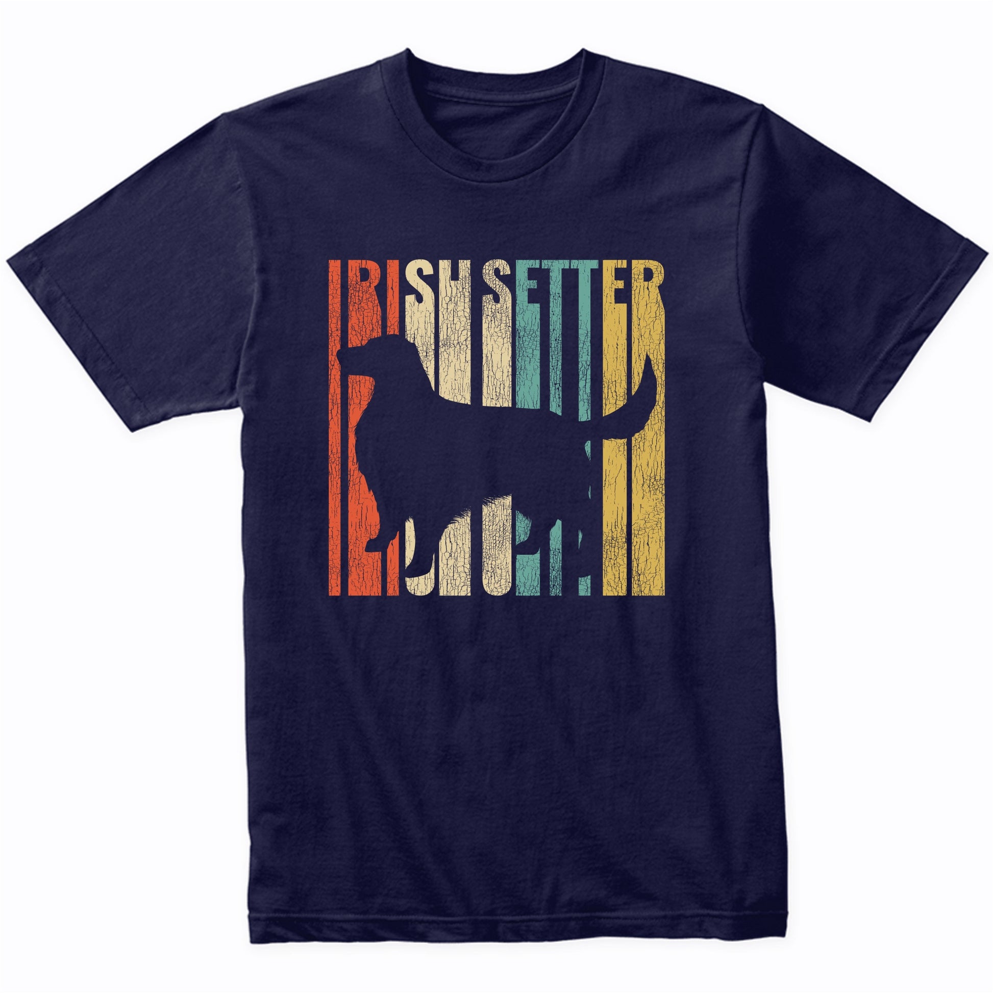 Retro 1970's Style Irish Setter Dog Silhouette Cracked Distressed T-Shirt