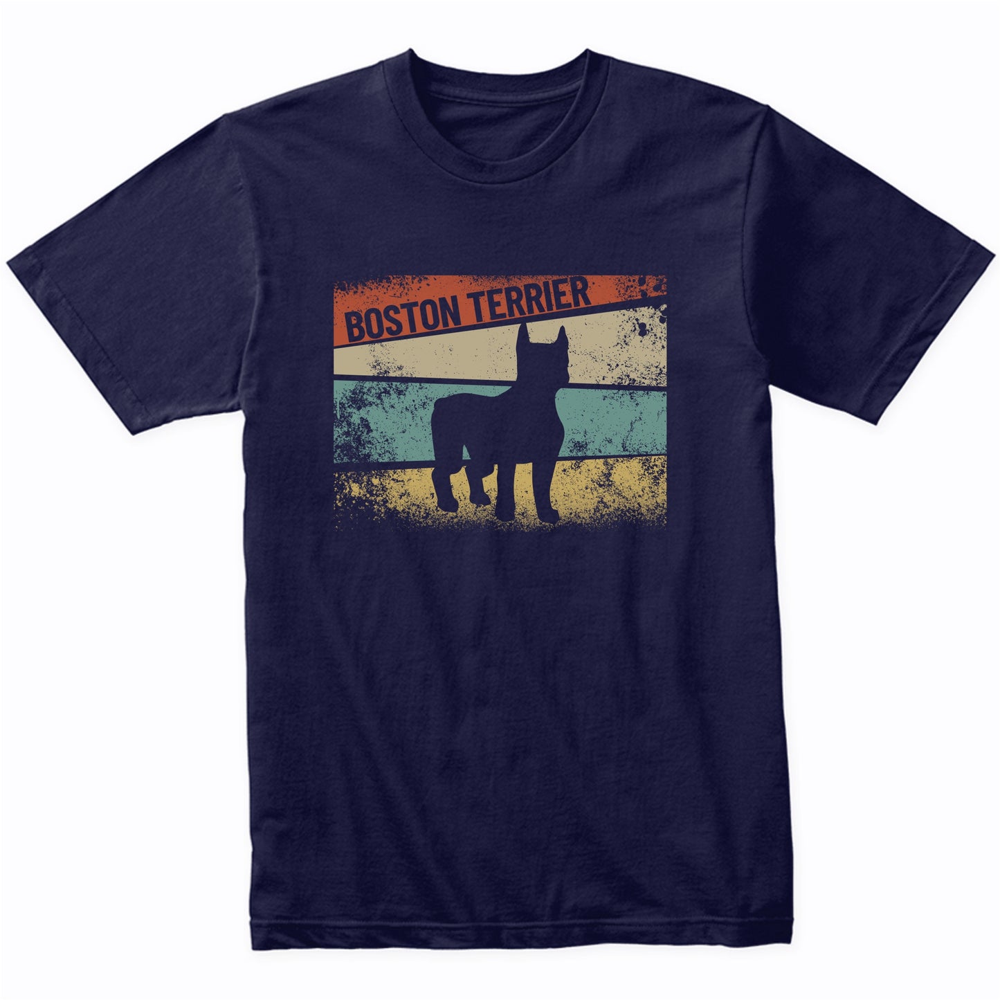 Retro Boston Terrier Dog Breed Silhouette Boston Terrier T-Shirt