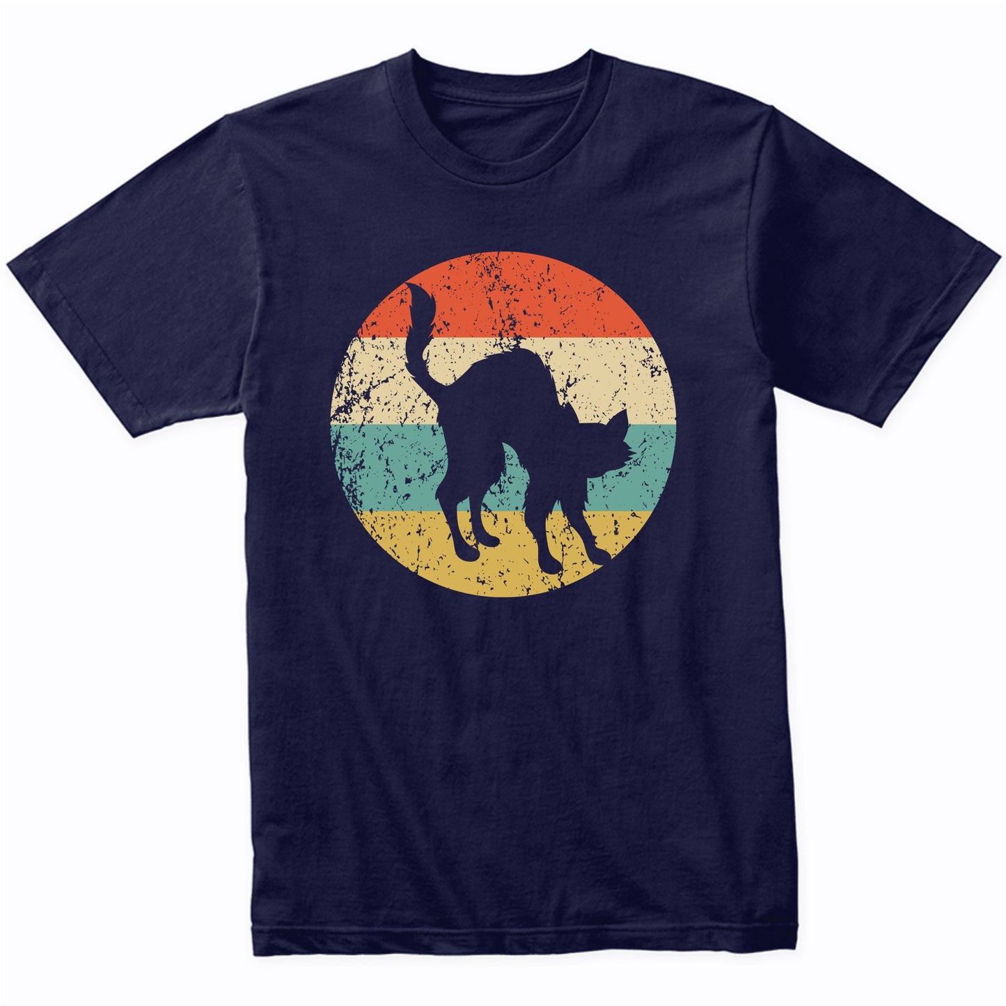 Retro Spooky Scary Halloween Cat Silhouette Creepy T-Shirt