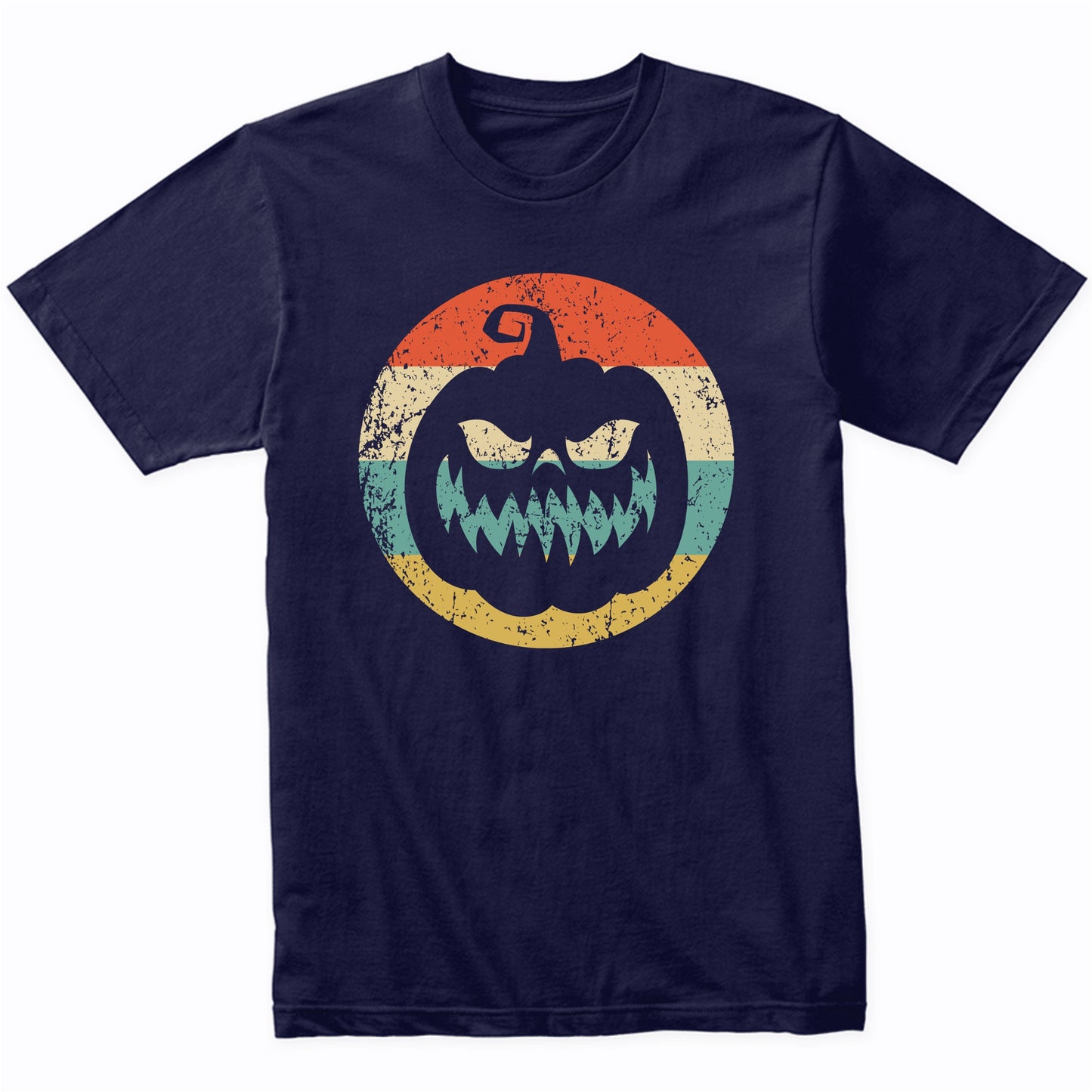 Retro Halloween Scary Jackolantern Pumpkin Silhouette Spooky T-Shirt