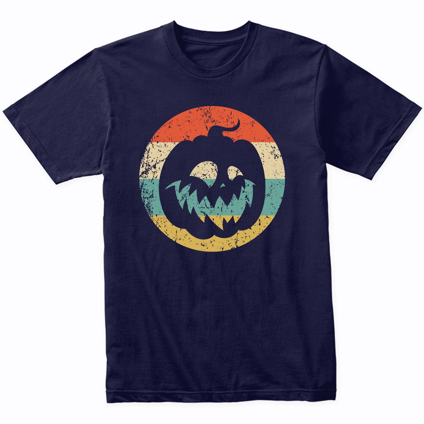 Retro Halloween Jackolantern Pumpkin Silhouette Spooky Scary T-Shirt