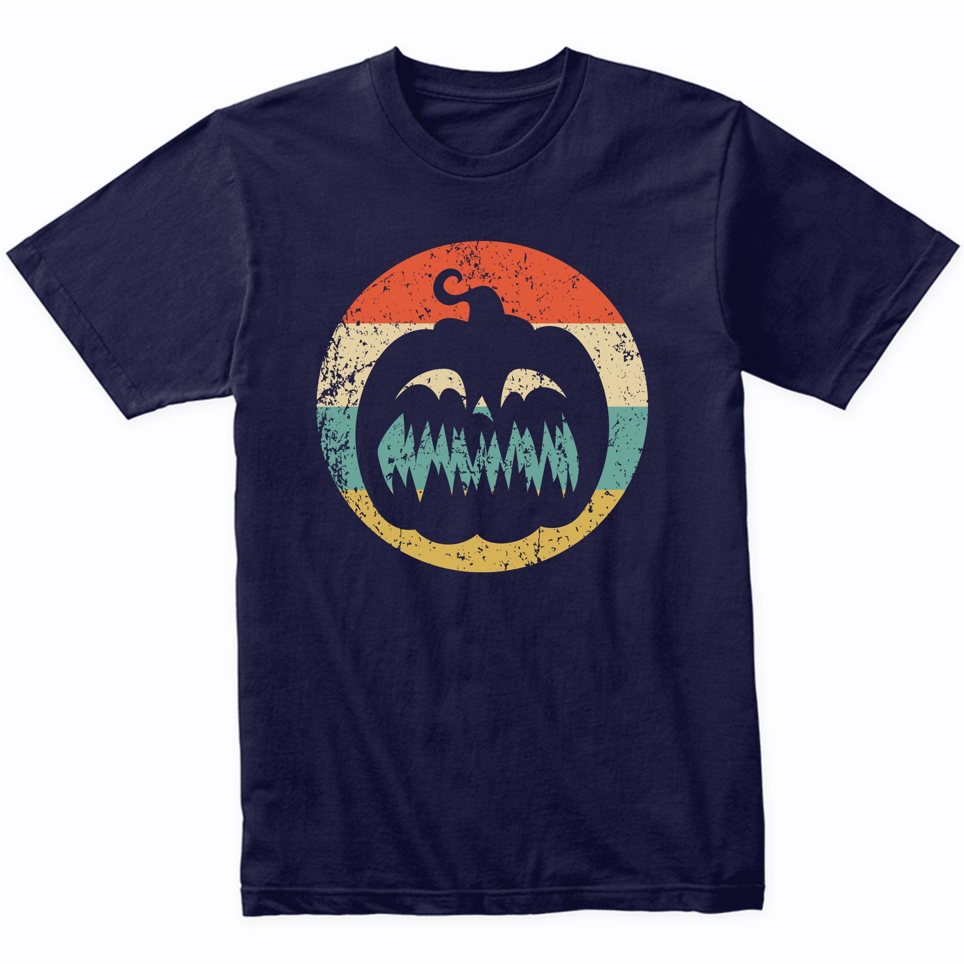 Halloween Jackolantern Pumpkin Silhouette Spooky Scary Retro T-Shirt