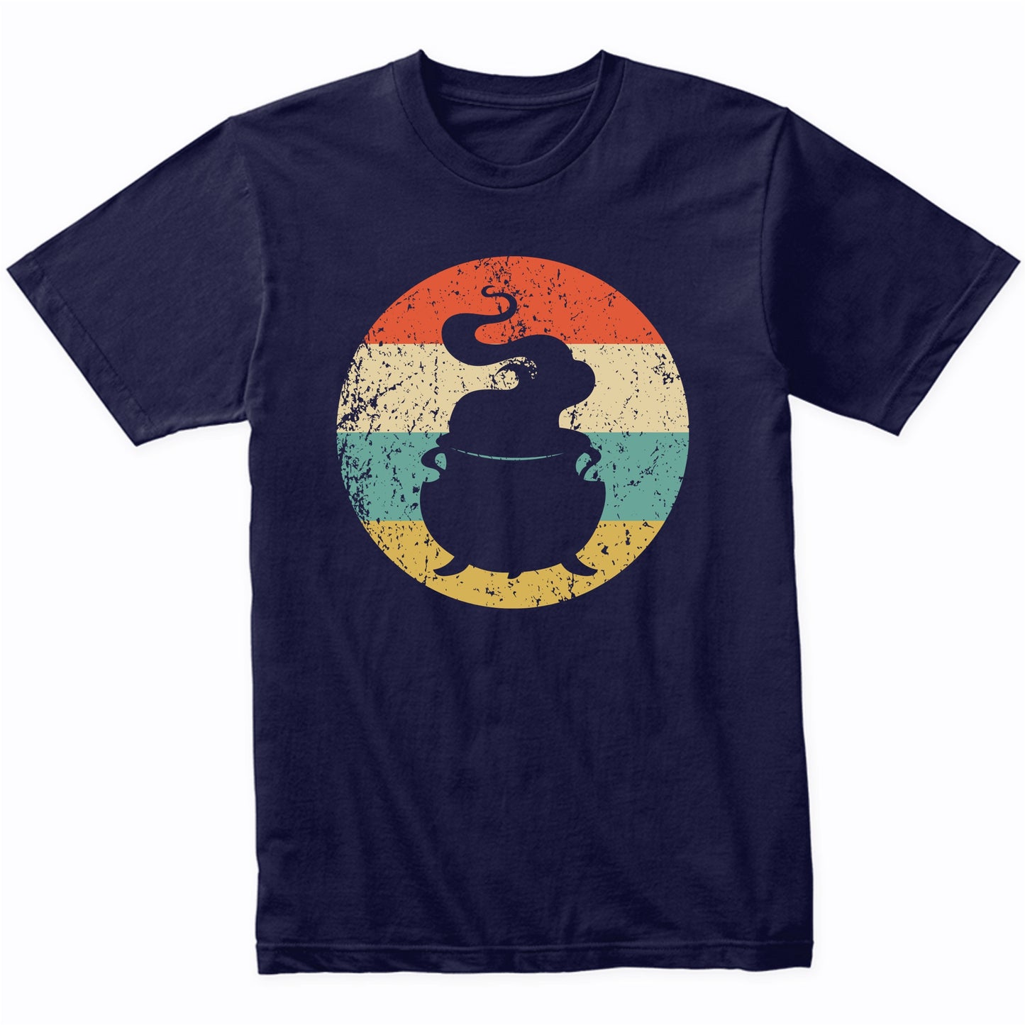 Retro Spooky Scary Witch Cauldron Silhouette Halloween T-Shirt