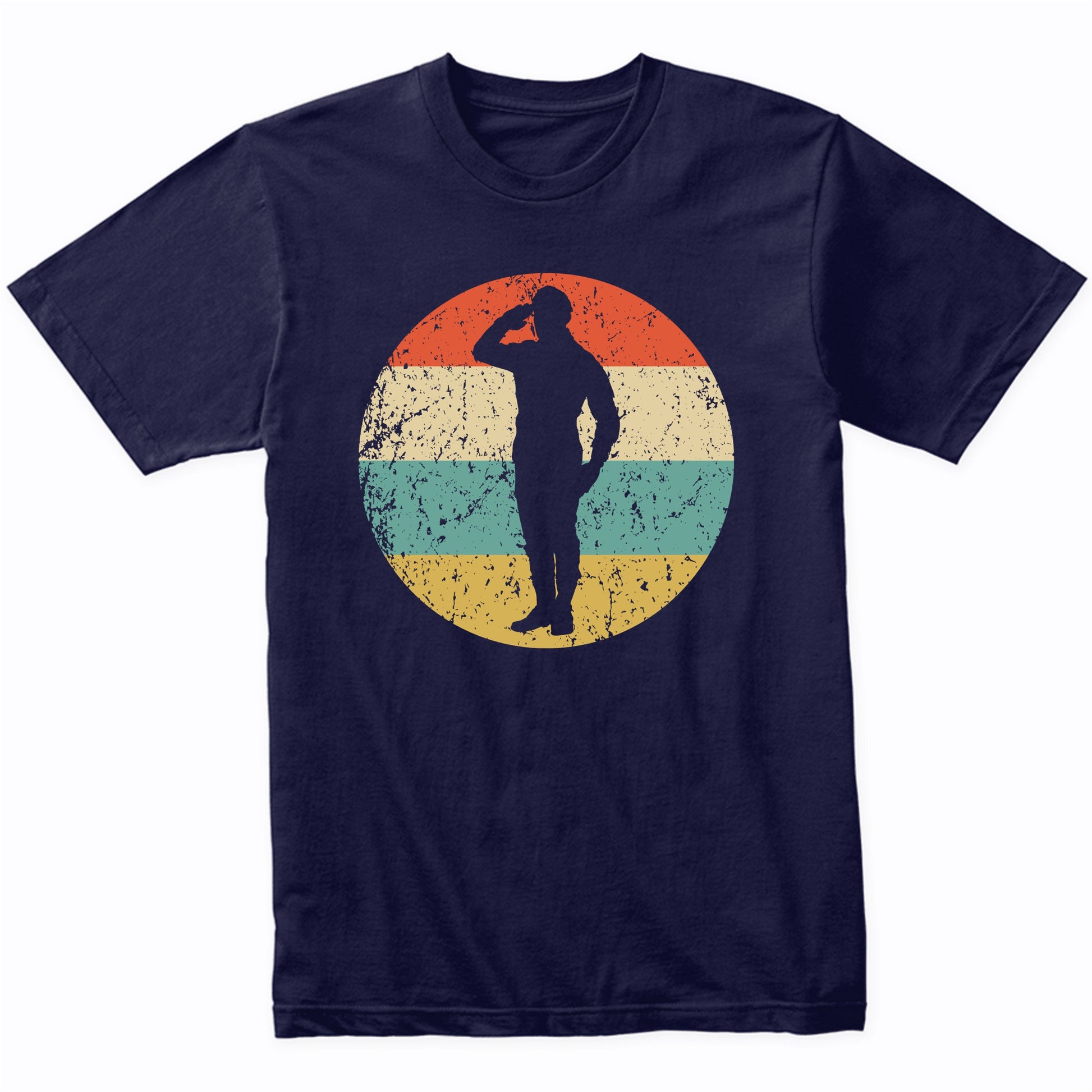 Military Man Salute Silhouette Retro Soldier T-Shirt