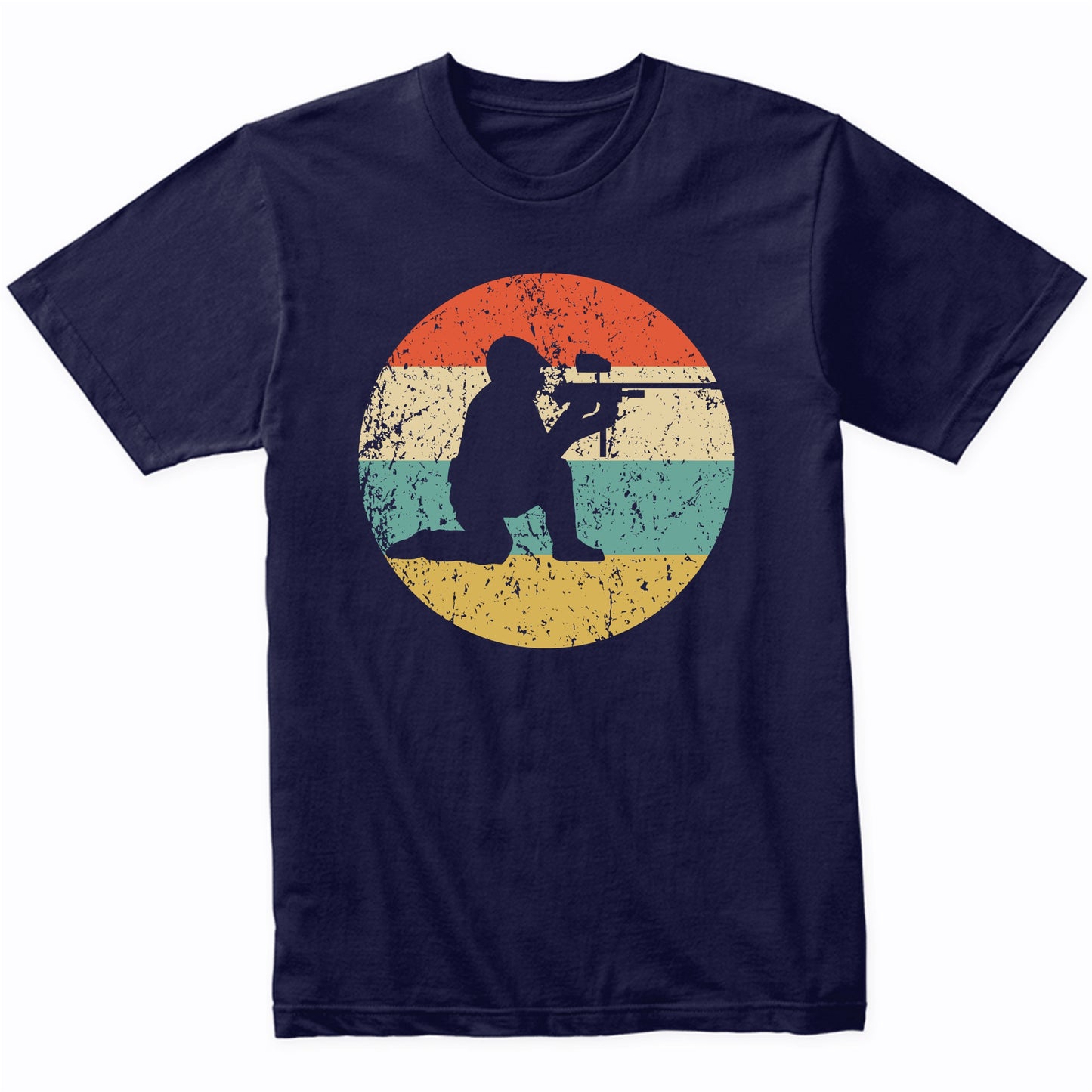Paintball Player Silhouette Retro Sports T-Shirt