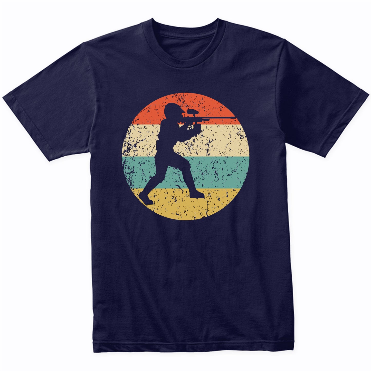 Paintball Player Silhouette Retro Sports T-Shirt