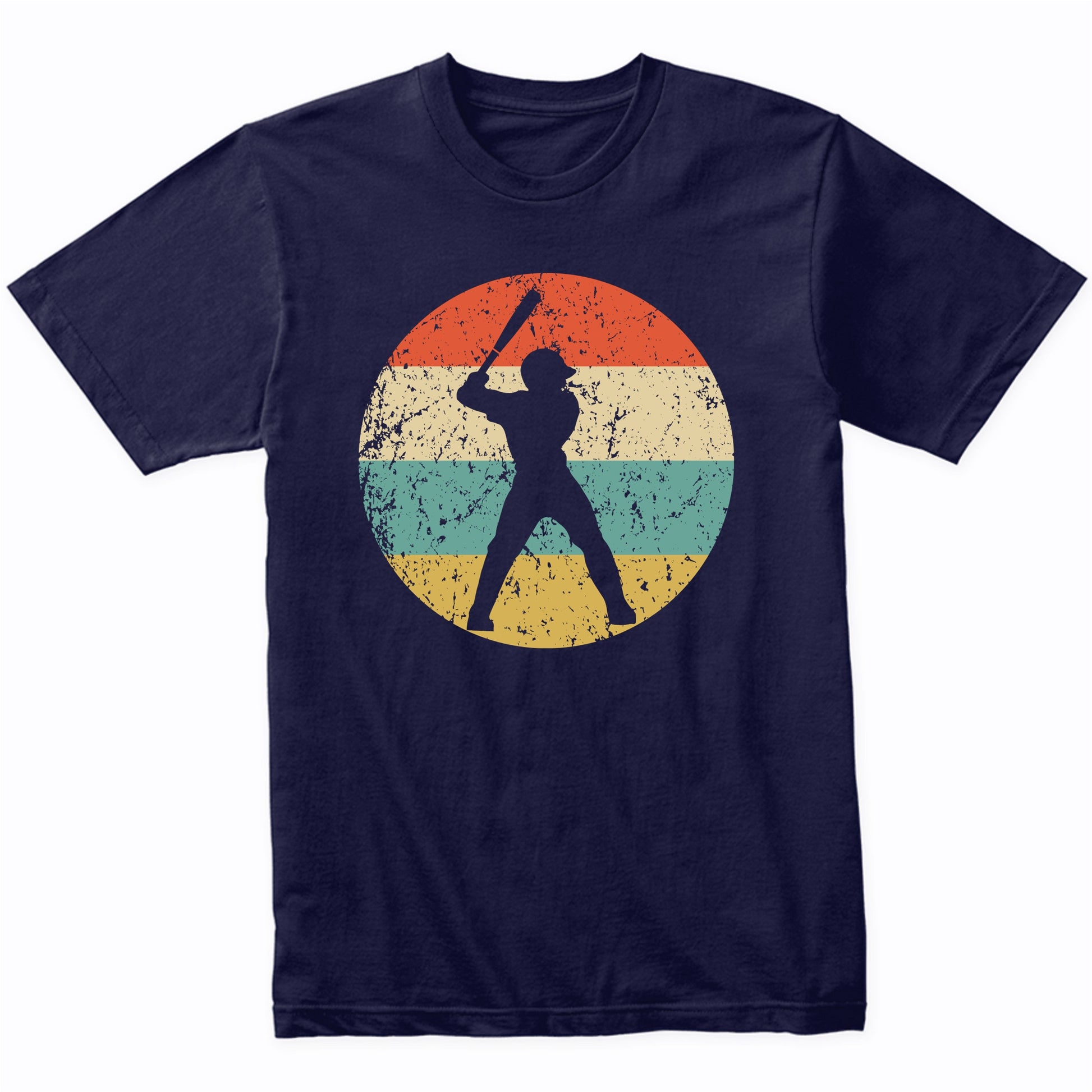 Baseball Player Baseball Batter Silhouette Retro Sports T-Shirt