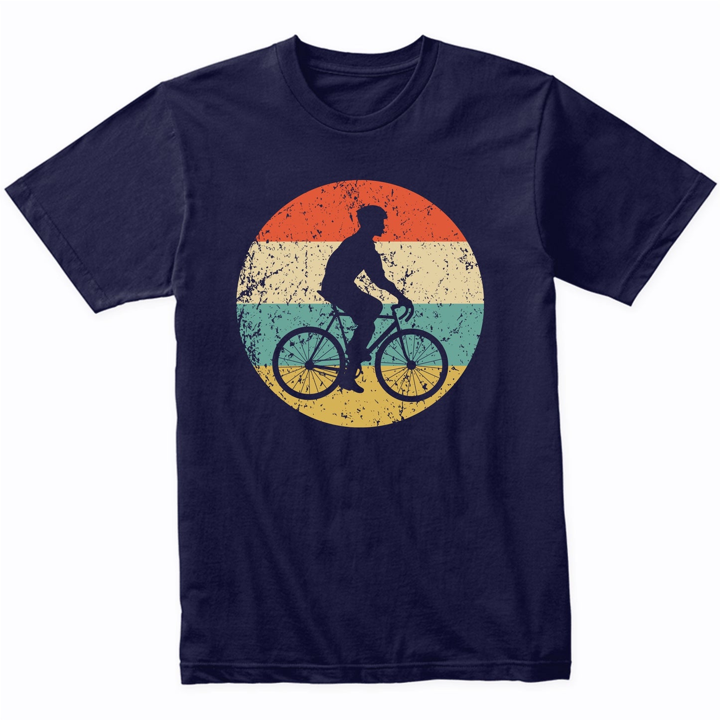 Cycling Cyclist Riding Bike Silhouette Retro Sports T-Shirt