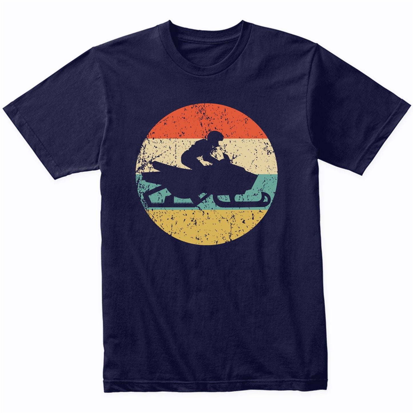 Snowmobile Snowmobiler Silhouette Retro Winter Sports T-Shirt