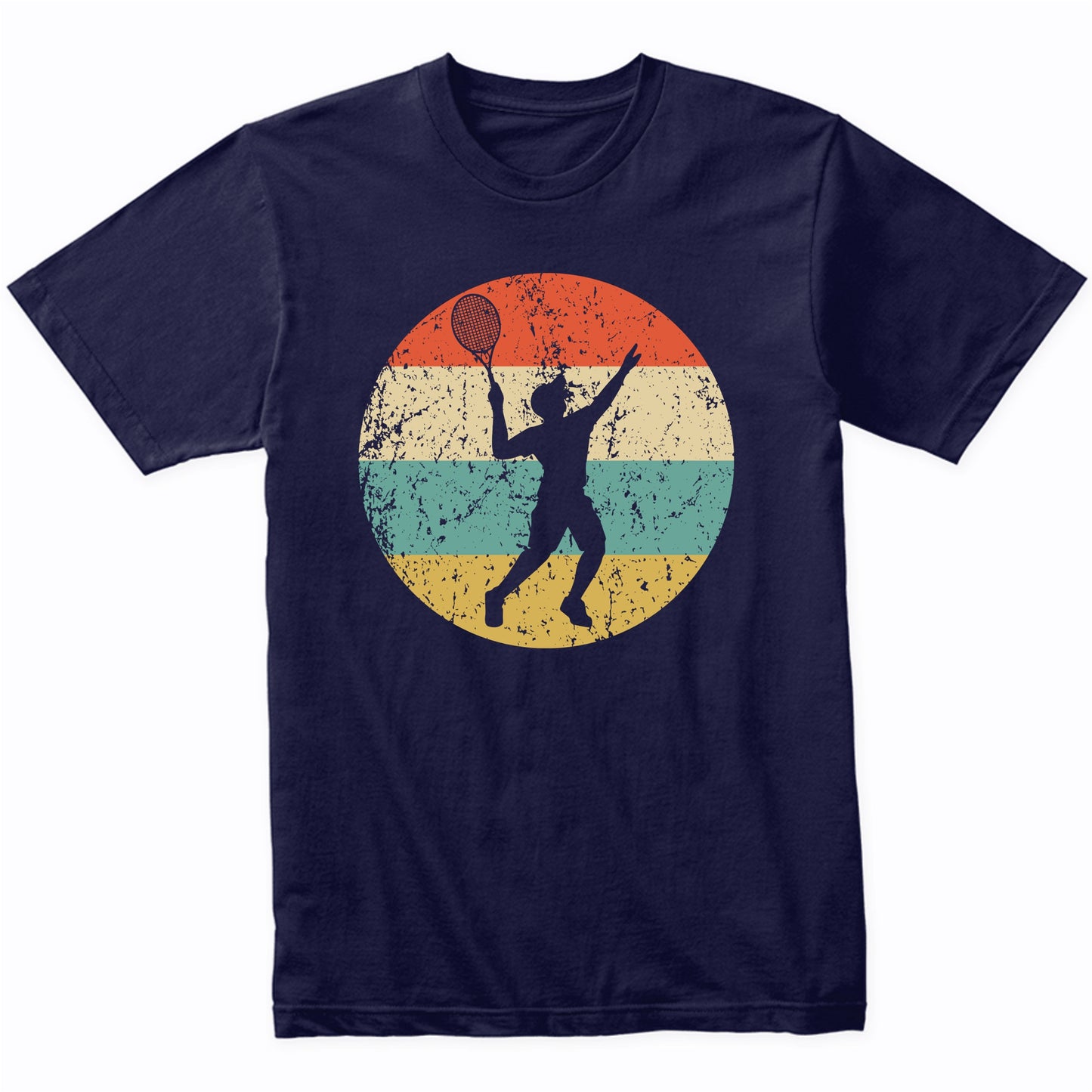 Tennis Player Serve Silhouette Retro Sports T-Shirt