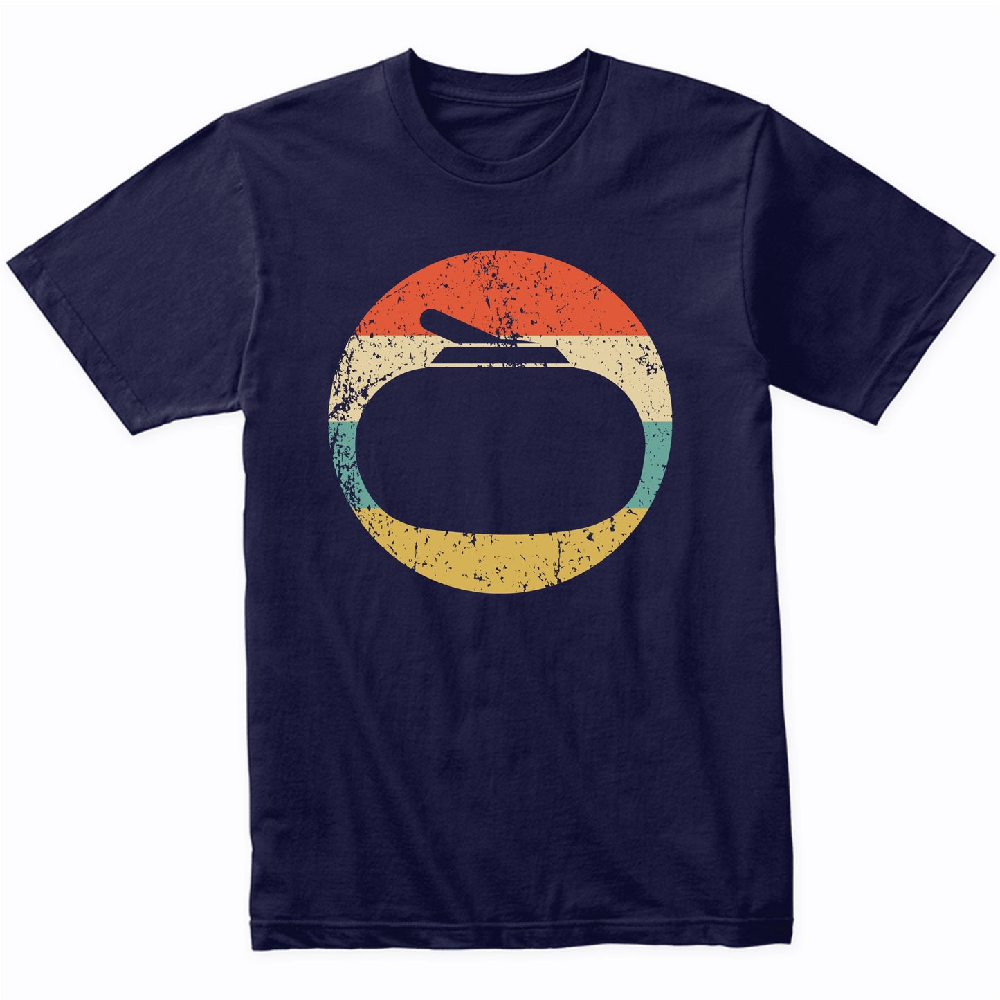 Curling Stone Silhouette Retro Winter Sports T-Shirt