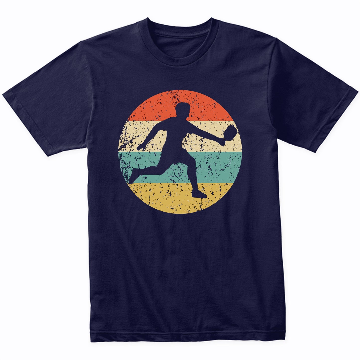 Pickleball Player Silhouette Retro Sports T-Shirt