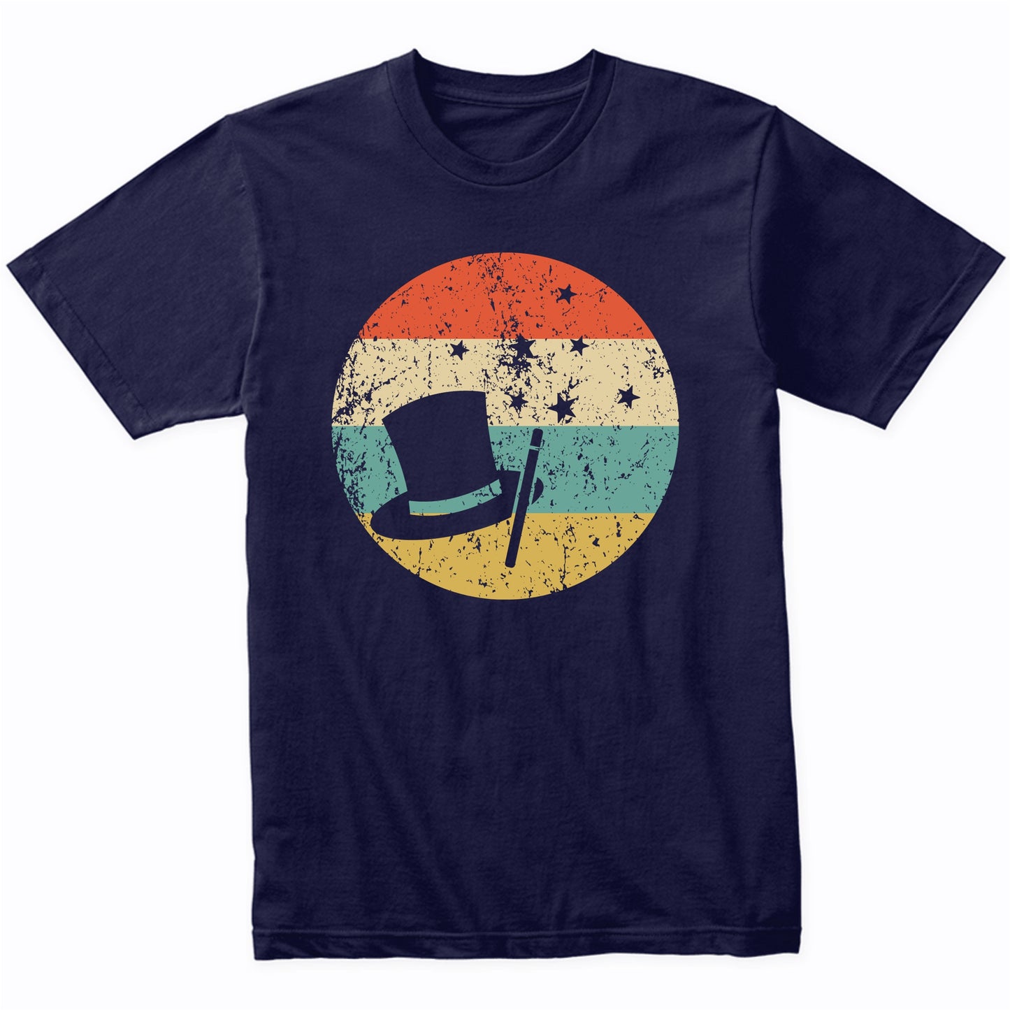 Top Hat Magic Wand Icon Retro Magician T-Shirt