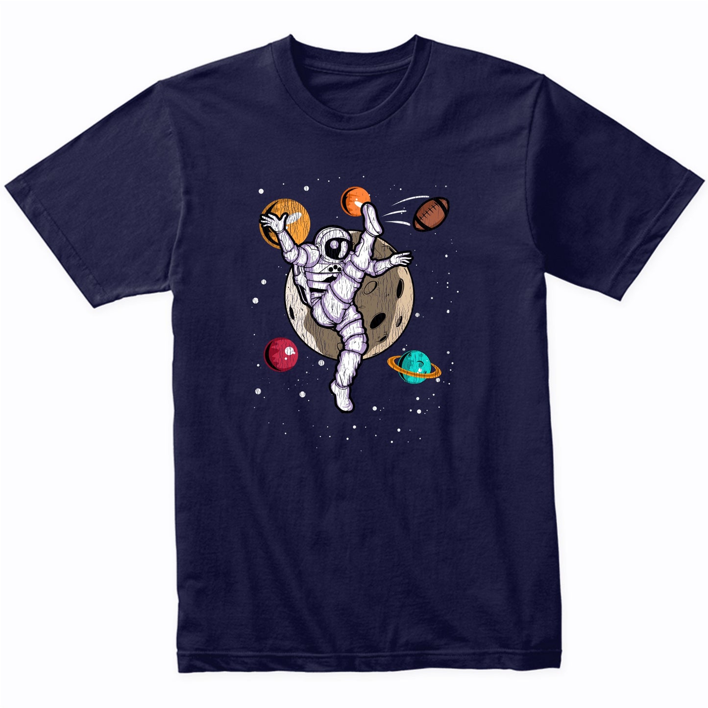 Punter Astronaut Outer Space Spaceman Football Distressed T-Shirt