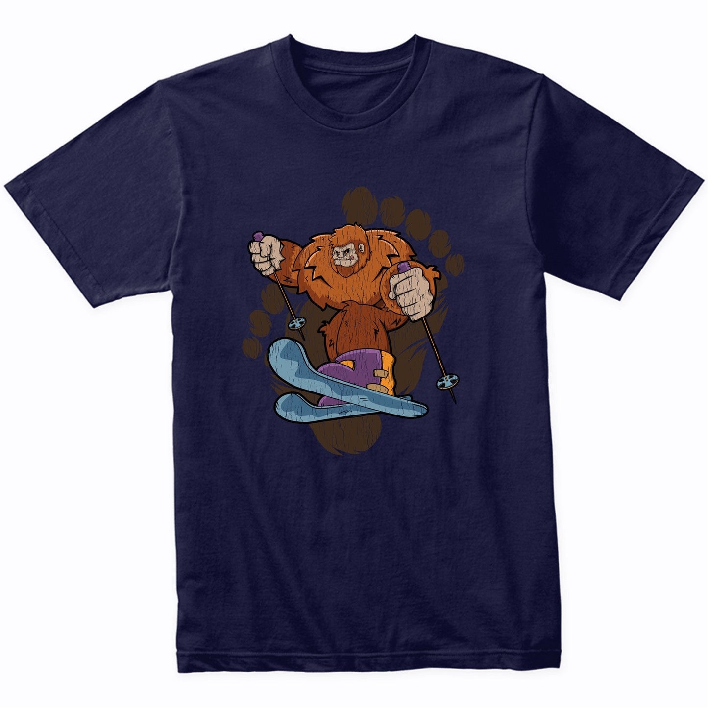 Bigfoot Skiing Shirt - Sasquatch on Skis T-Shirt