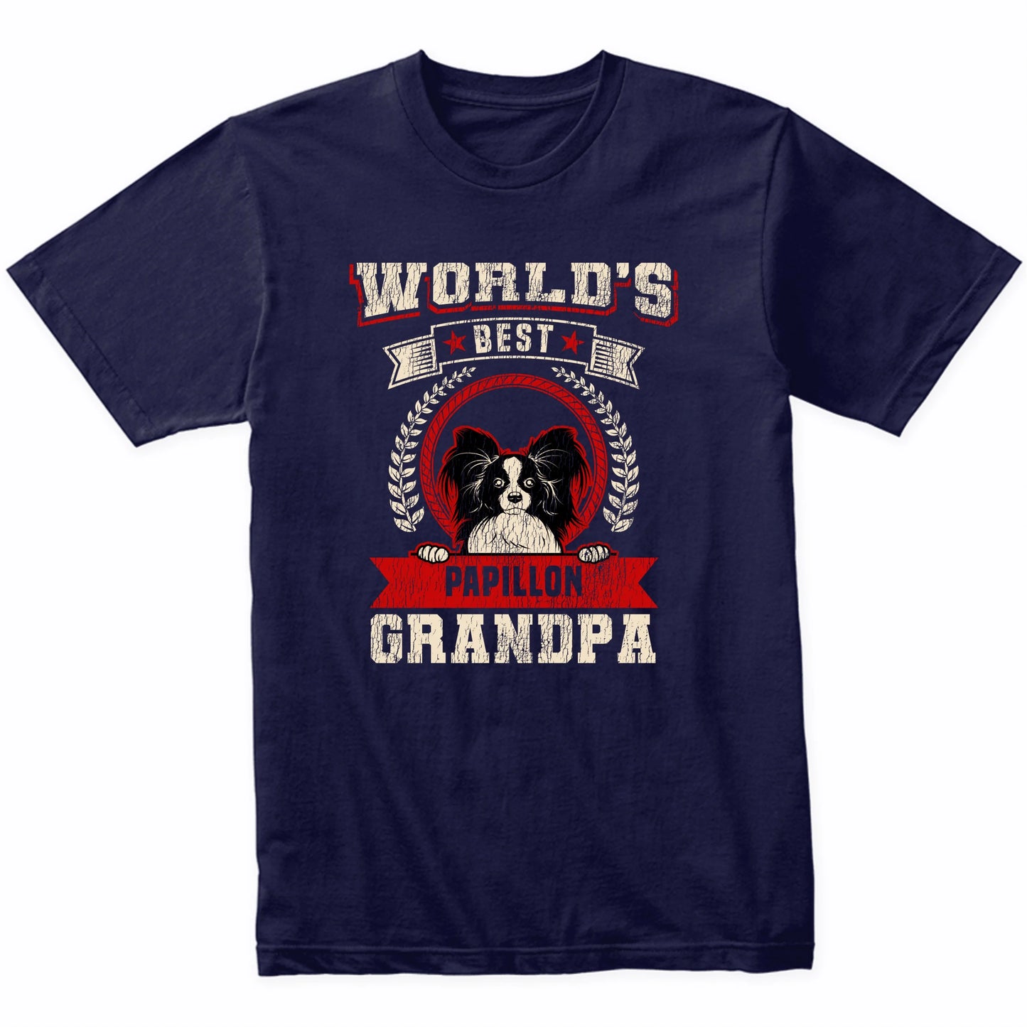 World's Best Papillon Grandpa Dog Breed T-Shirt