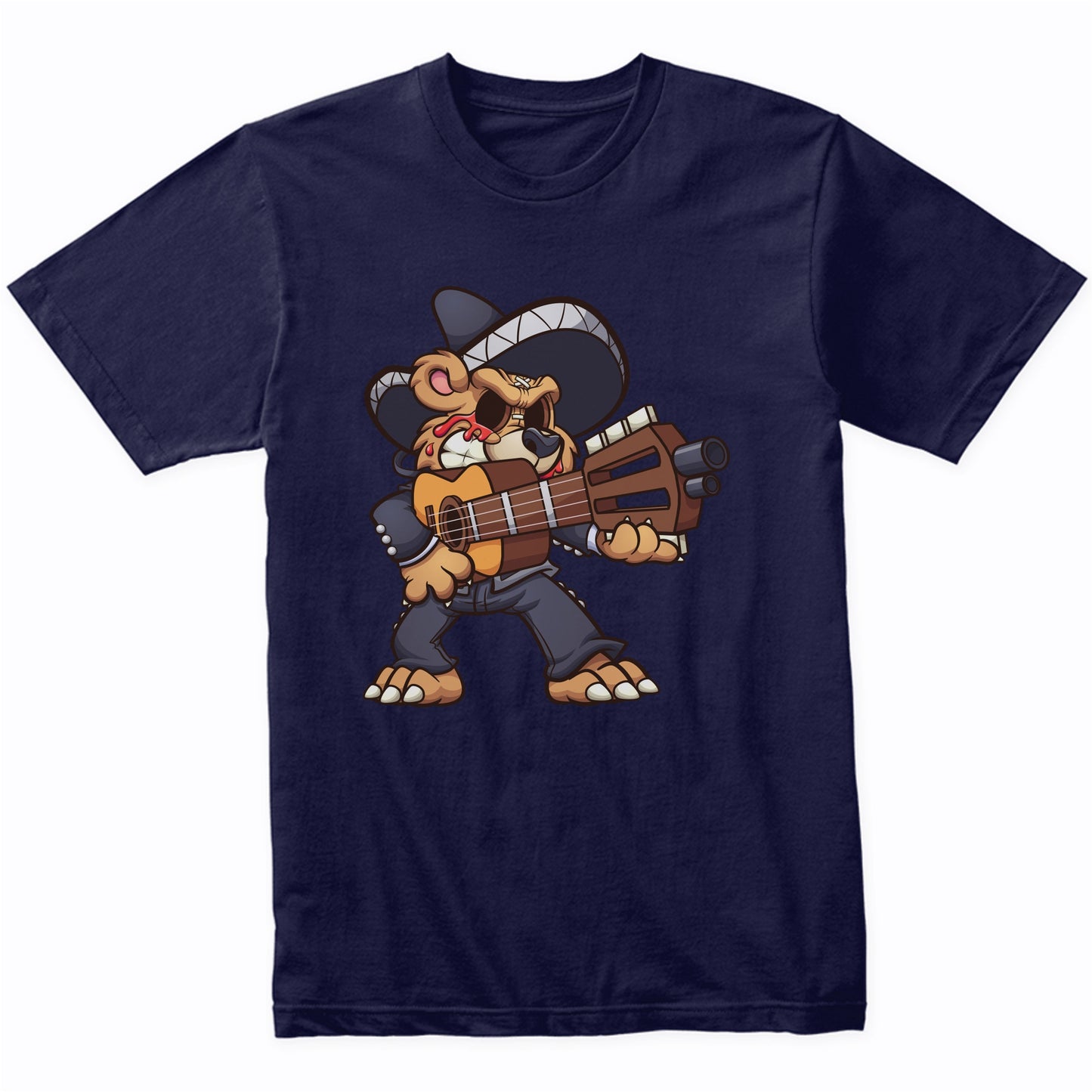 Mariachi Teddy Bear Crying Blood Guitar Gun Evil Bear T-Shirt