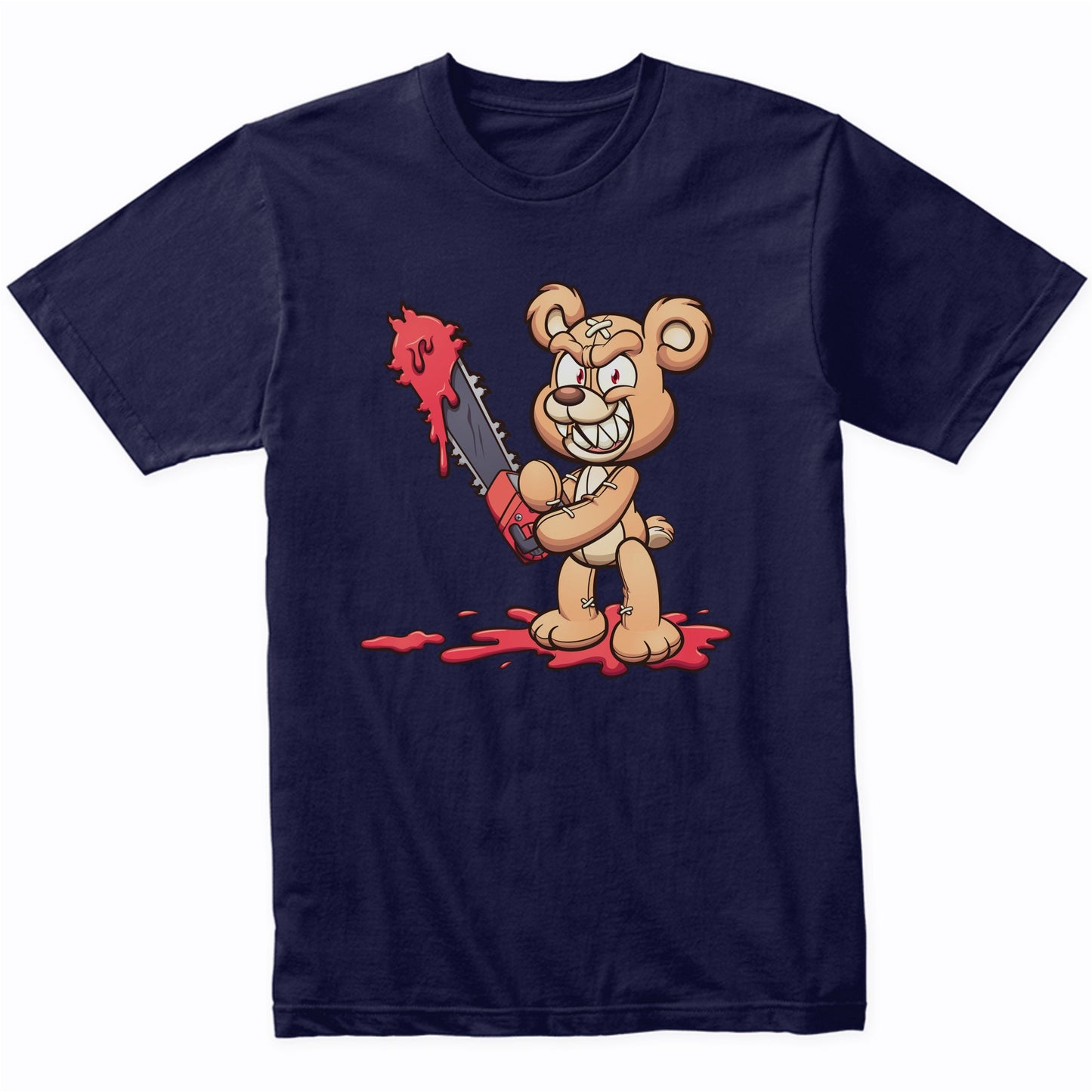 Bloody Chainsaw Teddy Bear Scary Deranged Bear T-Shirt