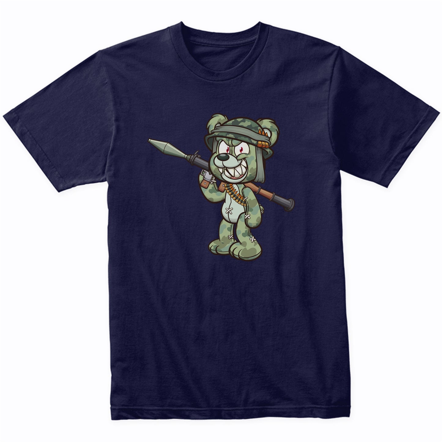 Rocket Launcher Camo Teddy Bear Scary Soldier Bear T-Shirt