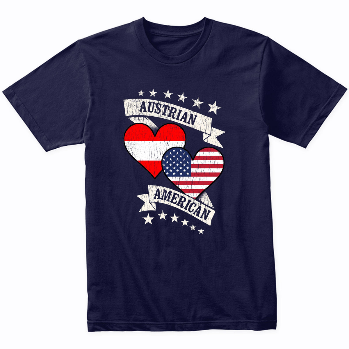 Austrian American Heart Flags Austria America T-Shirt