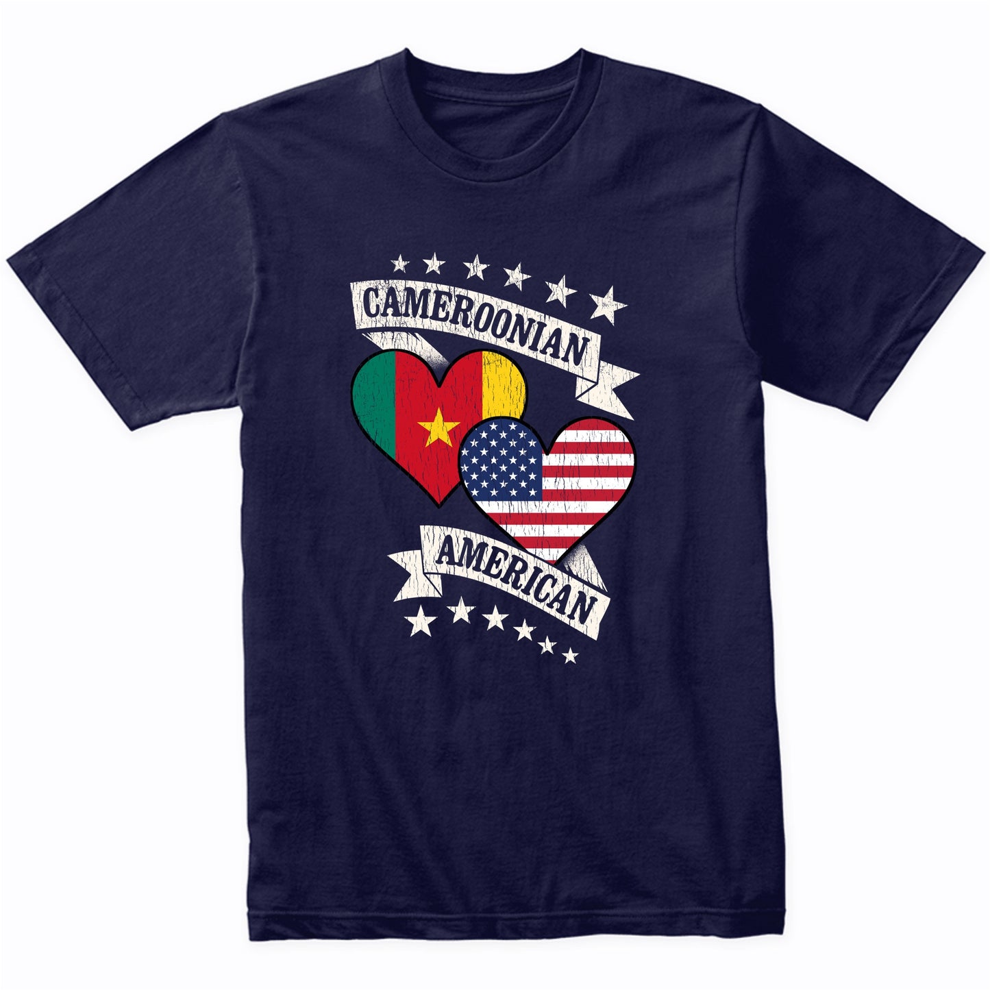 Cameroonian American Heart Flags Cameroon America T-Shirt