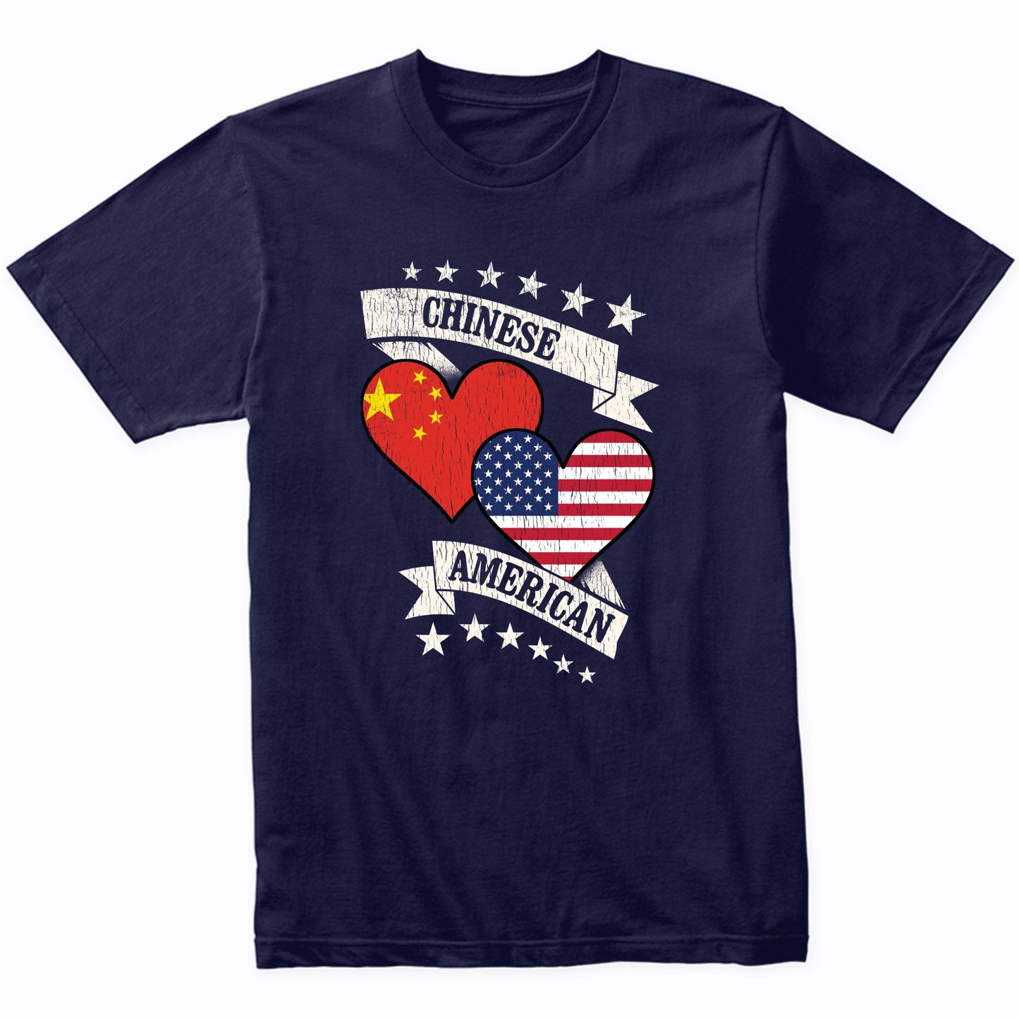 Chinese American Heart Flags China America T-Shirt