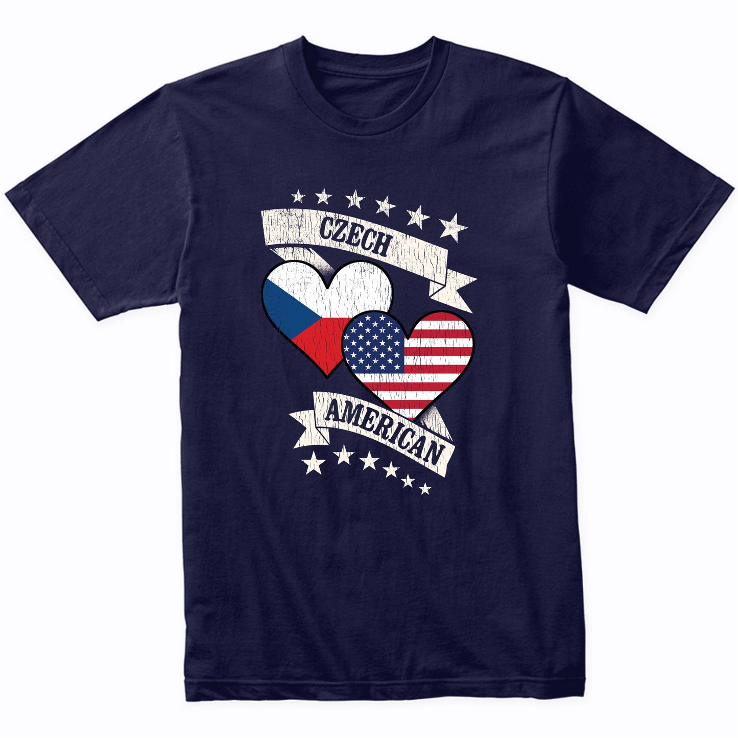 Czech American Heart Flags Czech Republic America T-Shirt