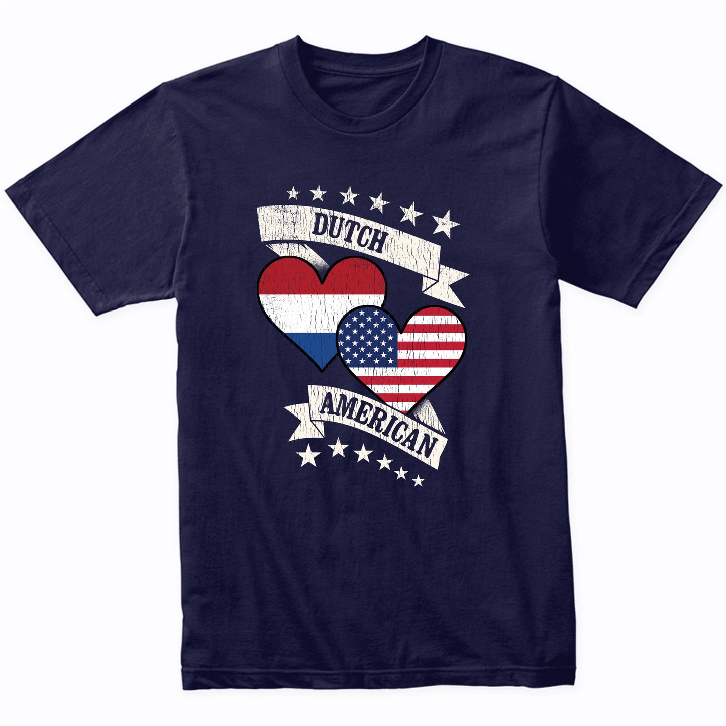 Dutch American Heart Flags Netherlands America T-Shirt