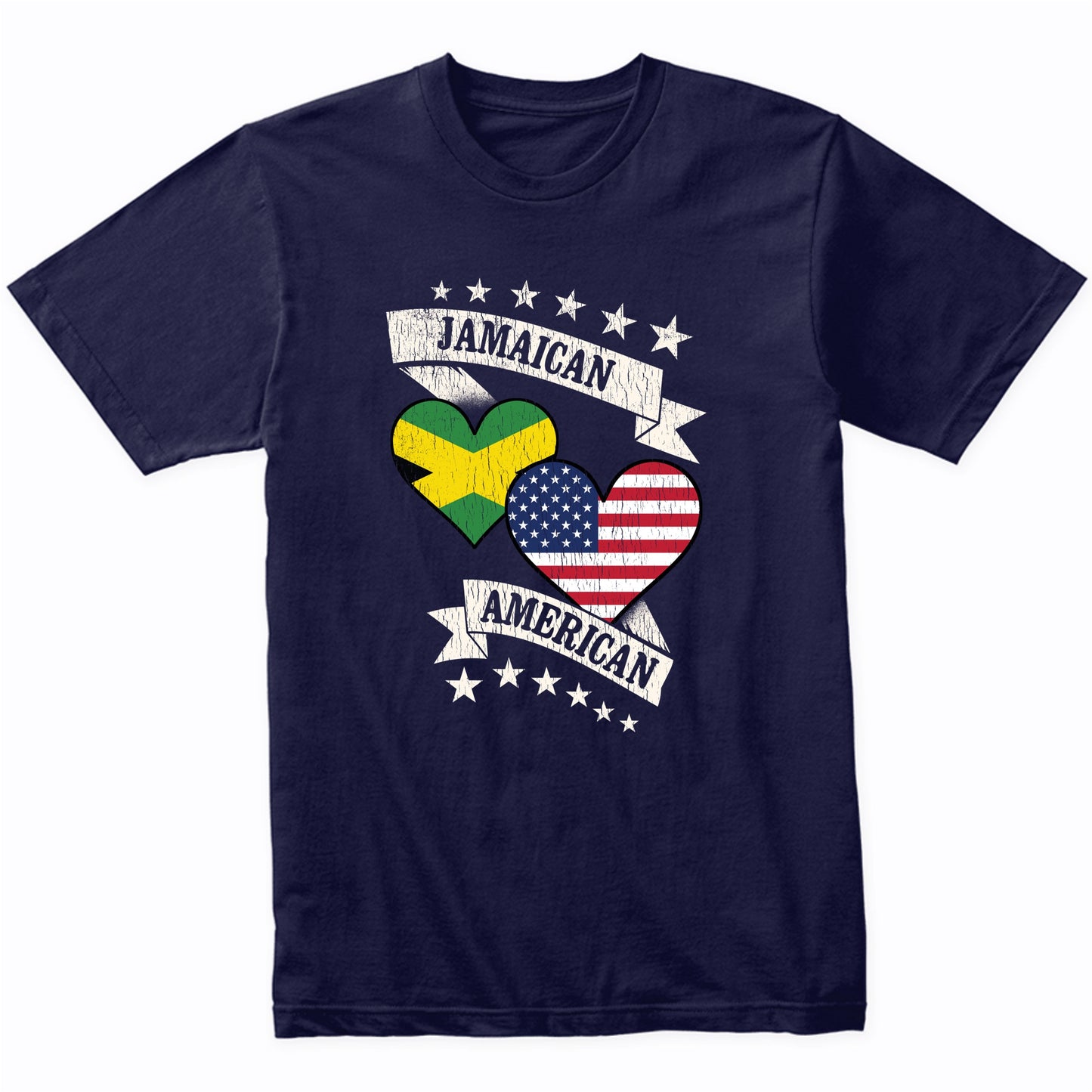 Jamaican American Heart Flags Jamaica America T-Shirt