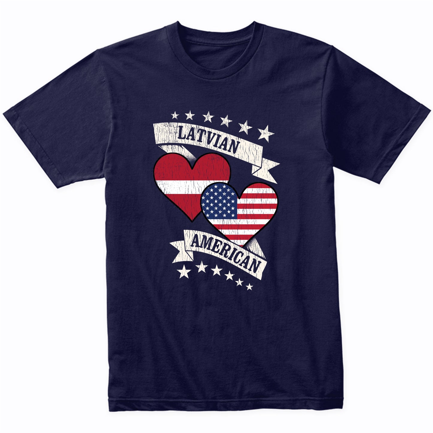 Latvian American Heart Flags Latvia America T-Shirt