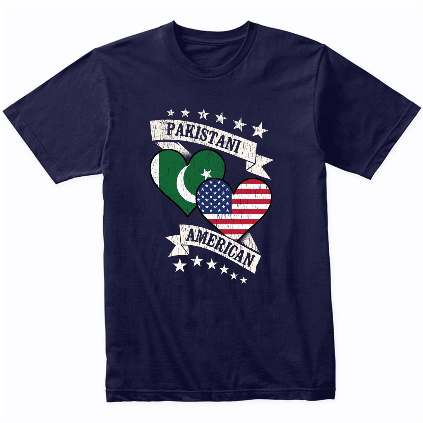 Pakistani American Heart Flags Pakistan America T-Shirt