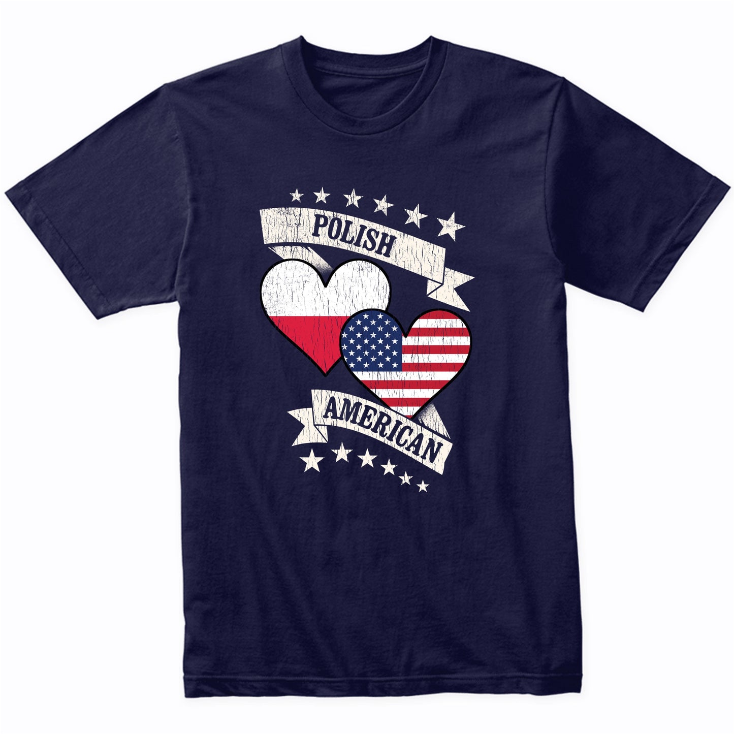 Polish American Heart Flags Poland America T-Shirt