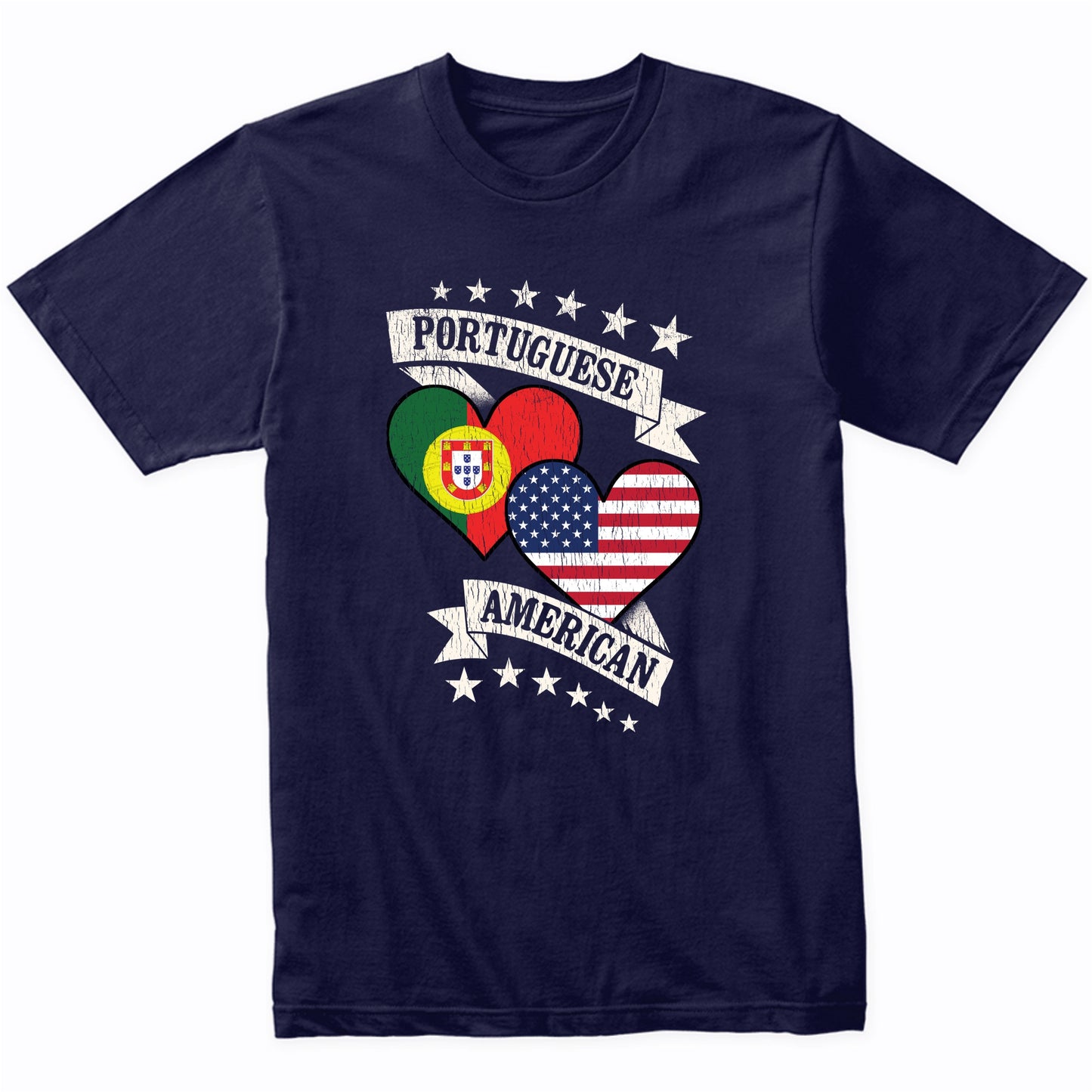 Portuguese American Heart Flags Portugal America T-Shirt
