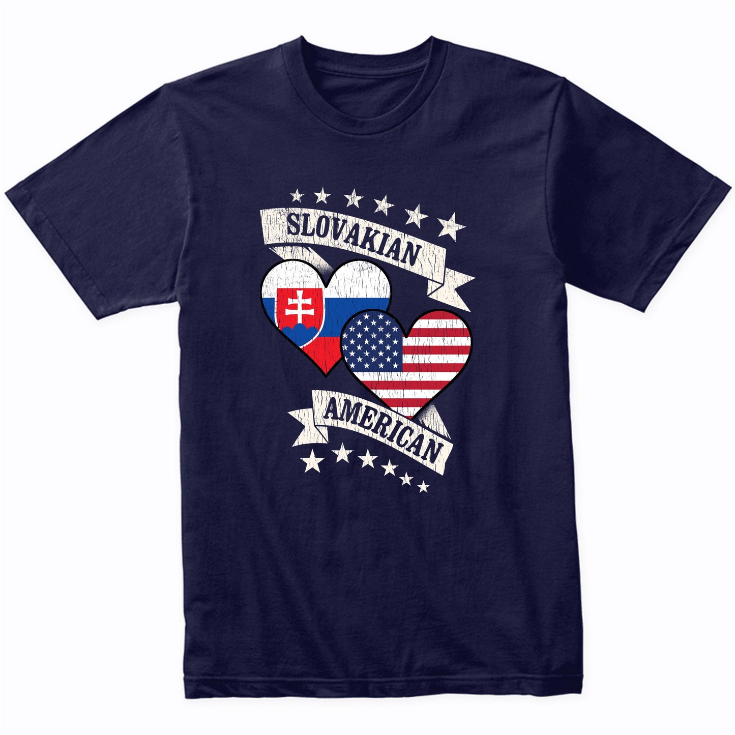 Slovakian American Heart Flags Slovakia America T-Shirt