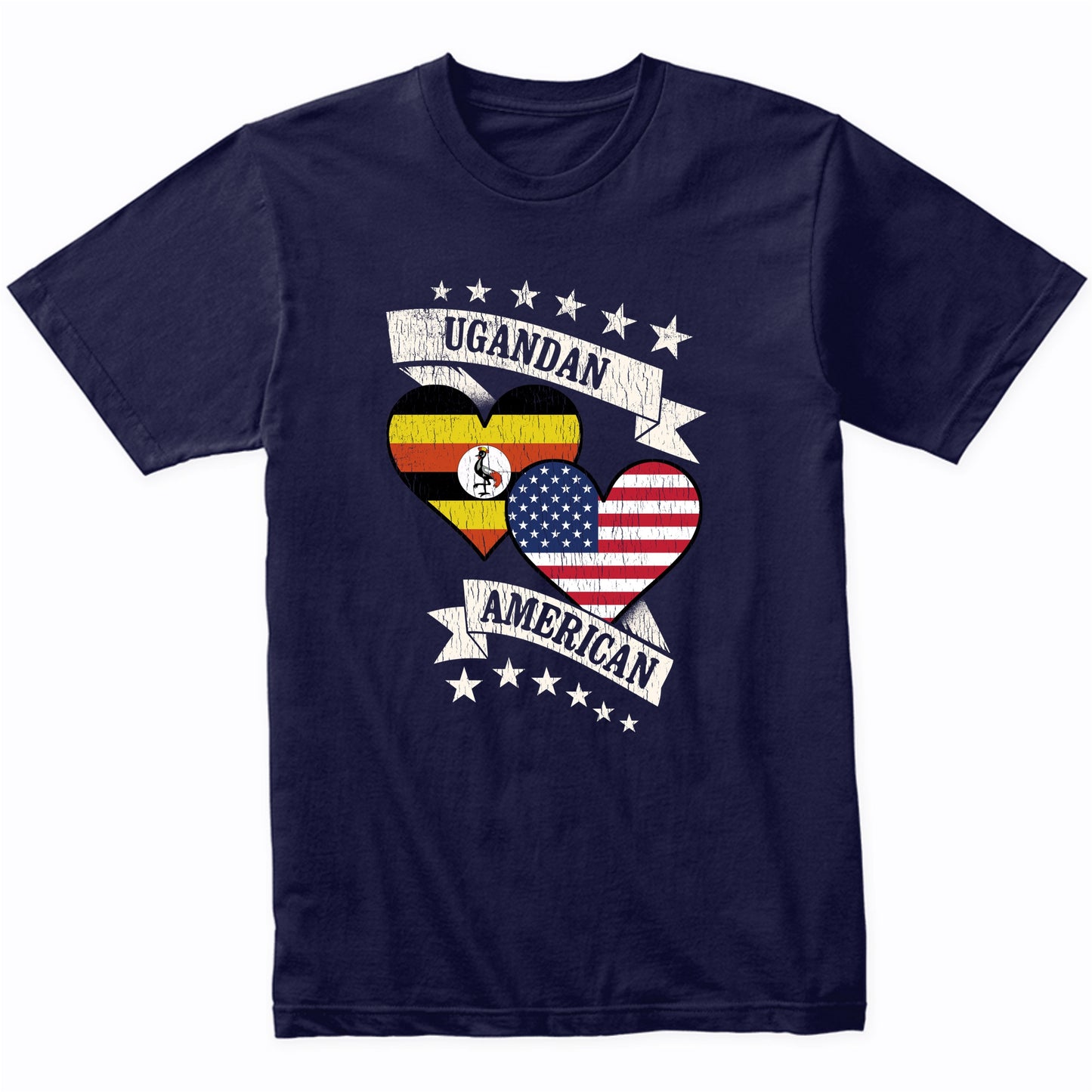 Ugandan American Heart Flags Uganda America T-Shirt