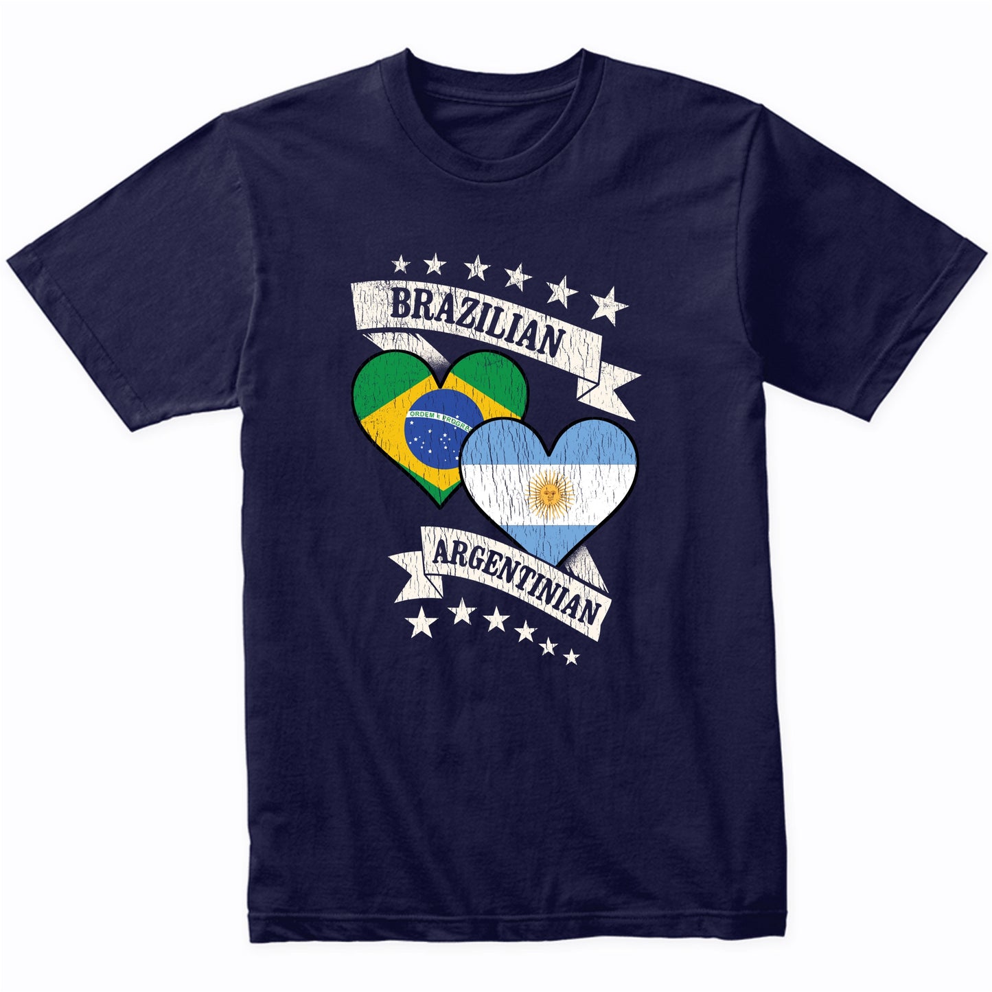 Brazilian Argentinian Heart Flags Brazil Argentina T-Shirt