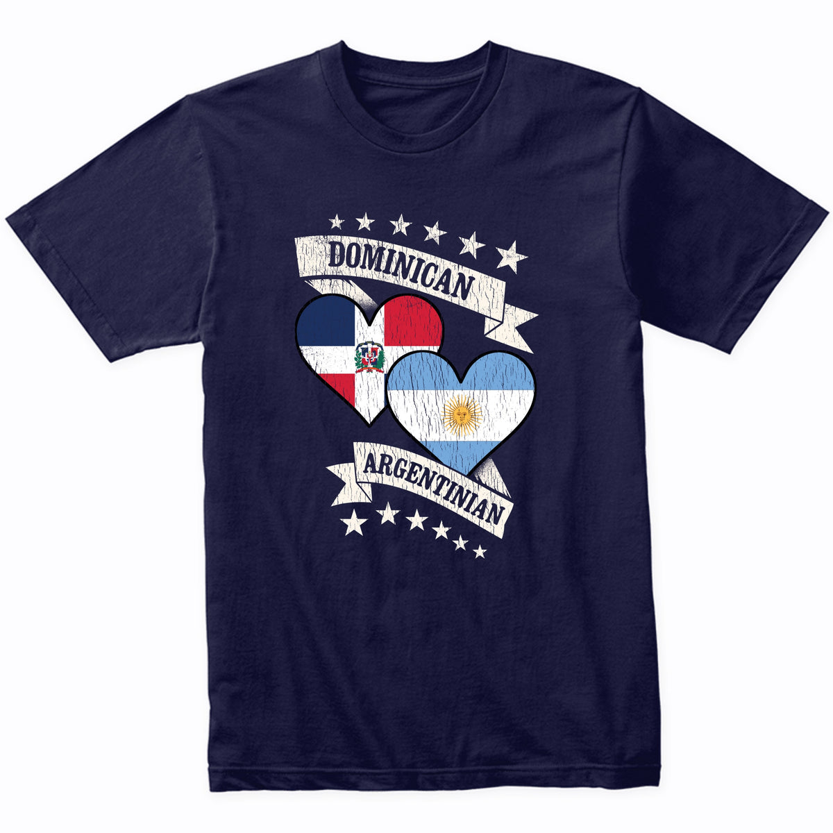 Dominican Argentinian Heart Flags Dominican Republic Argentina T-Shirt