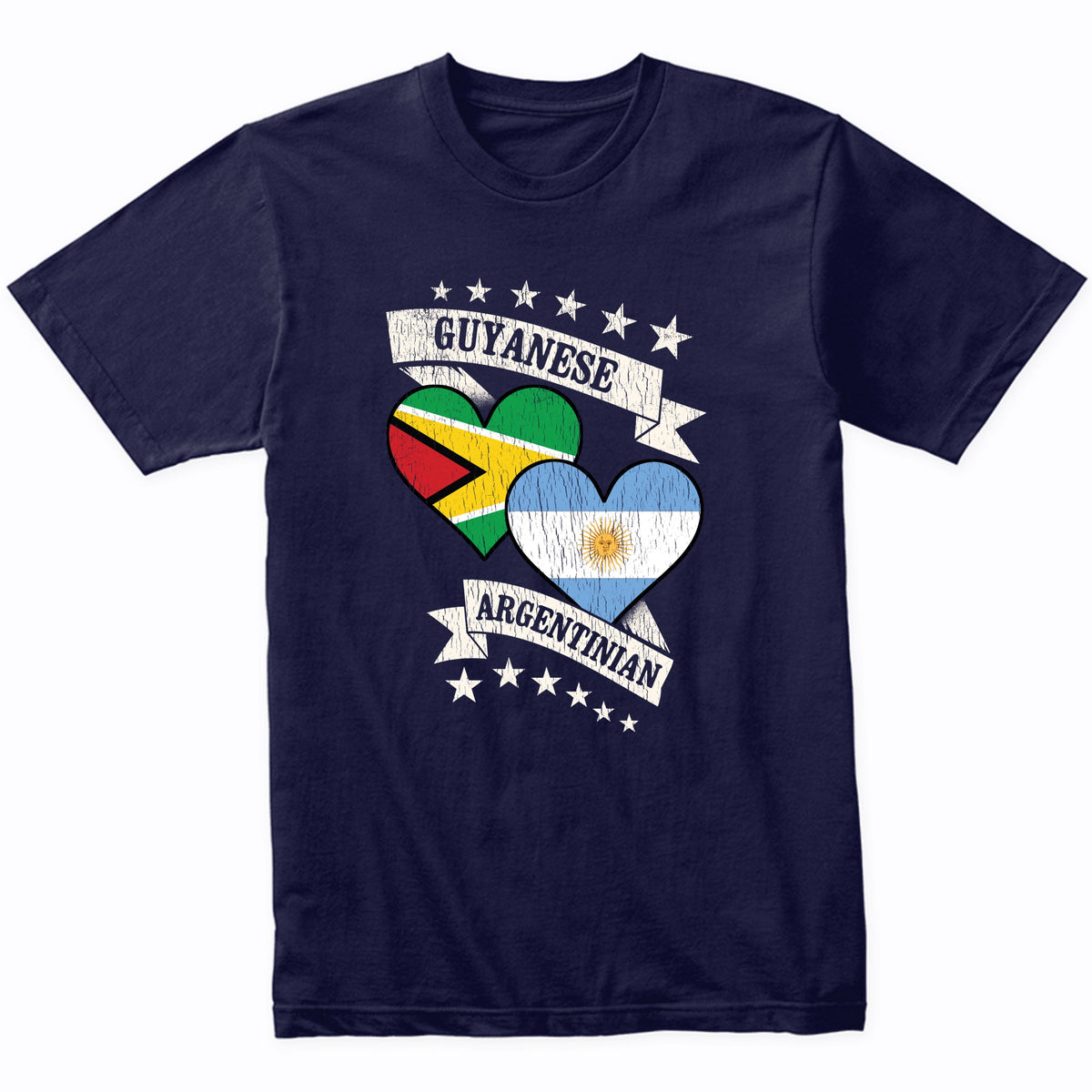 Guyanese Argentinian Heart Flags Guyana Argentina T-Shirt