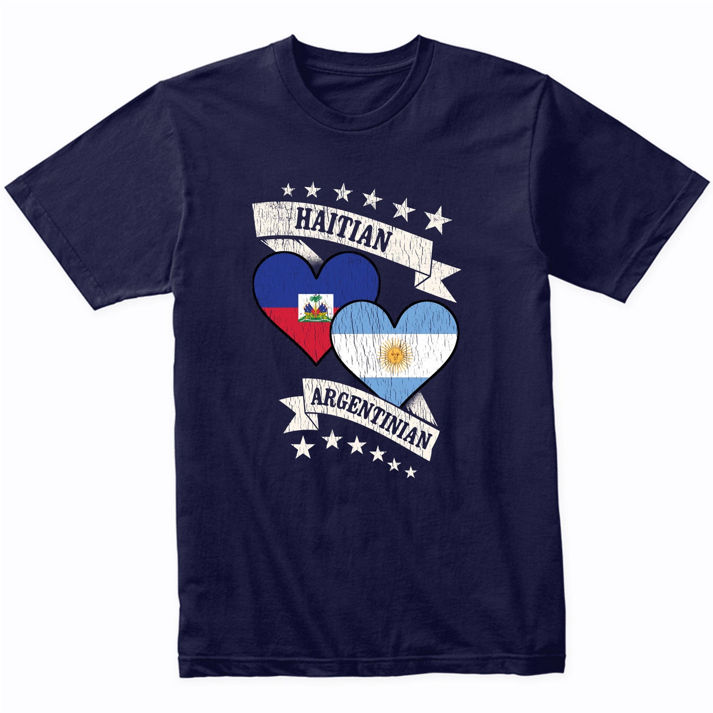 Haitian Argentinian Heart Flags Haiti Argentina T-Shirt