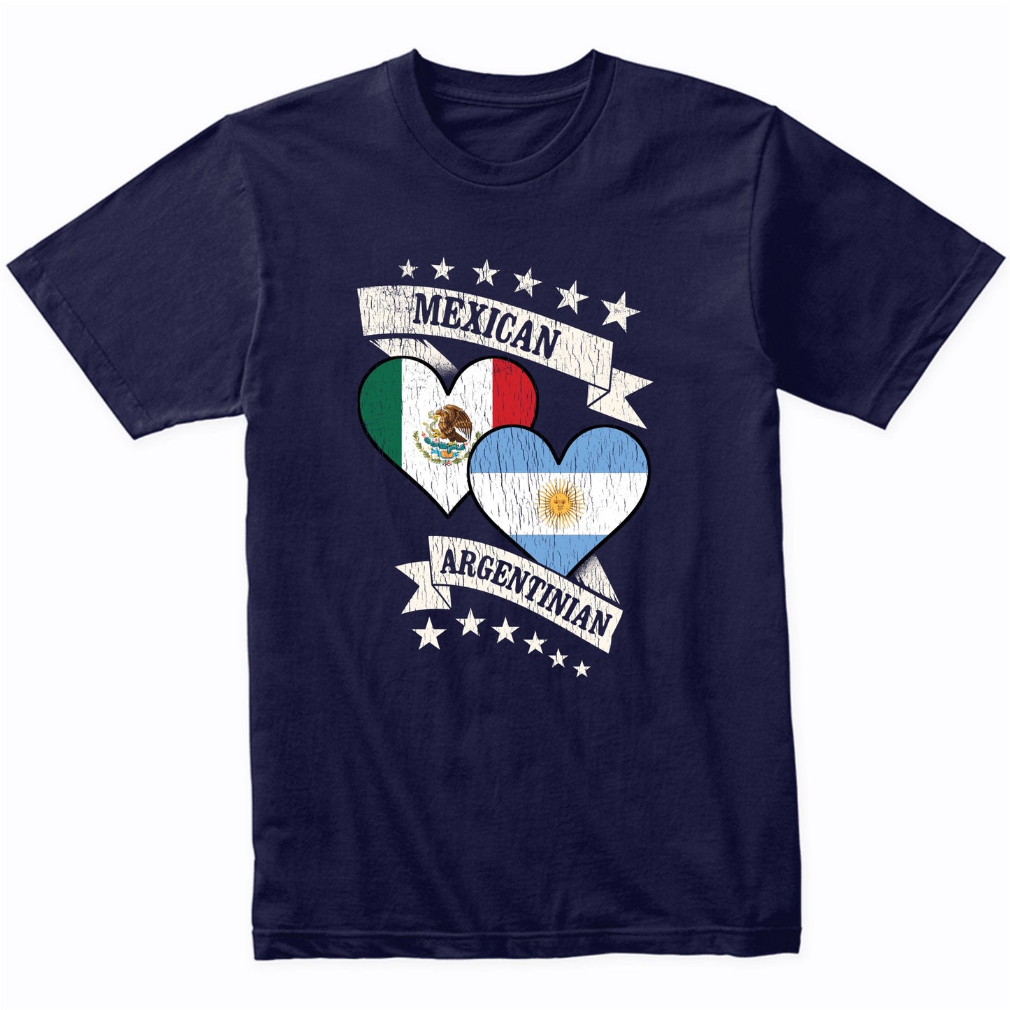 Mexican Argentinian Heart Flags Mexico Argentina T-Shirt