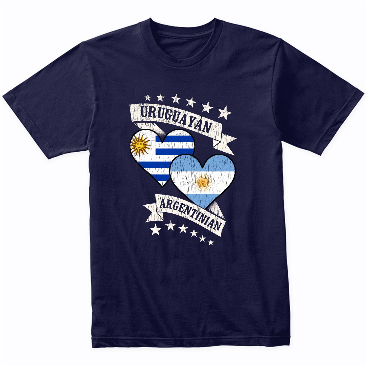 Uruguayan Argentinian Heart Flags Uruguay Argentina T-Shirt