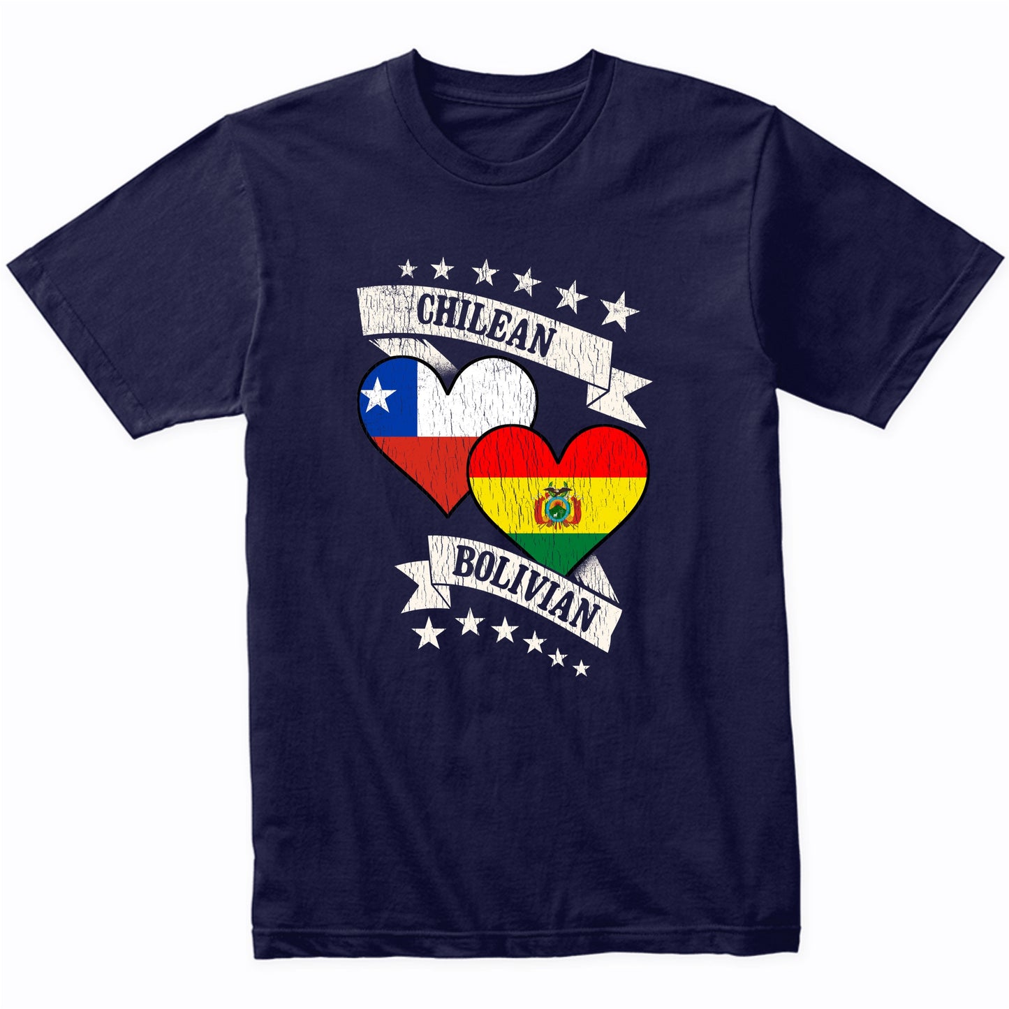 Chilean Bolivian Heart Flags Chile Bolivia T-Shirt