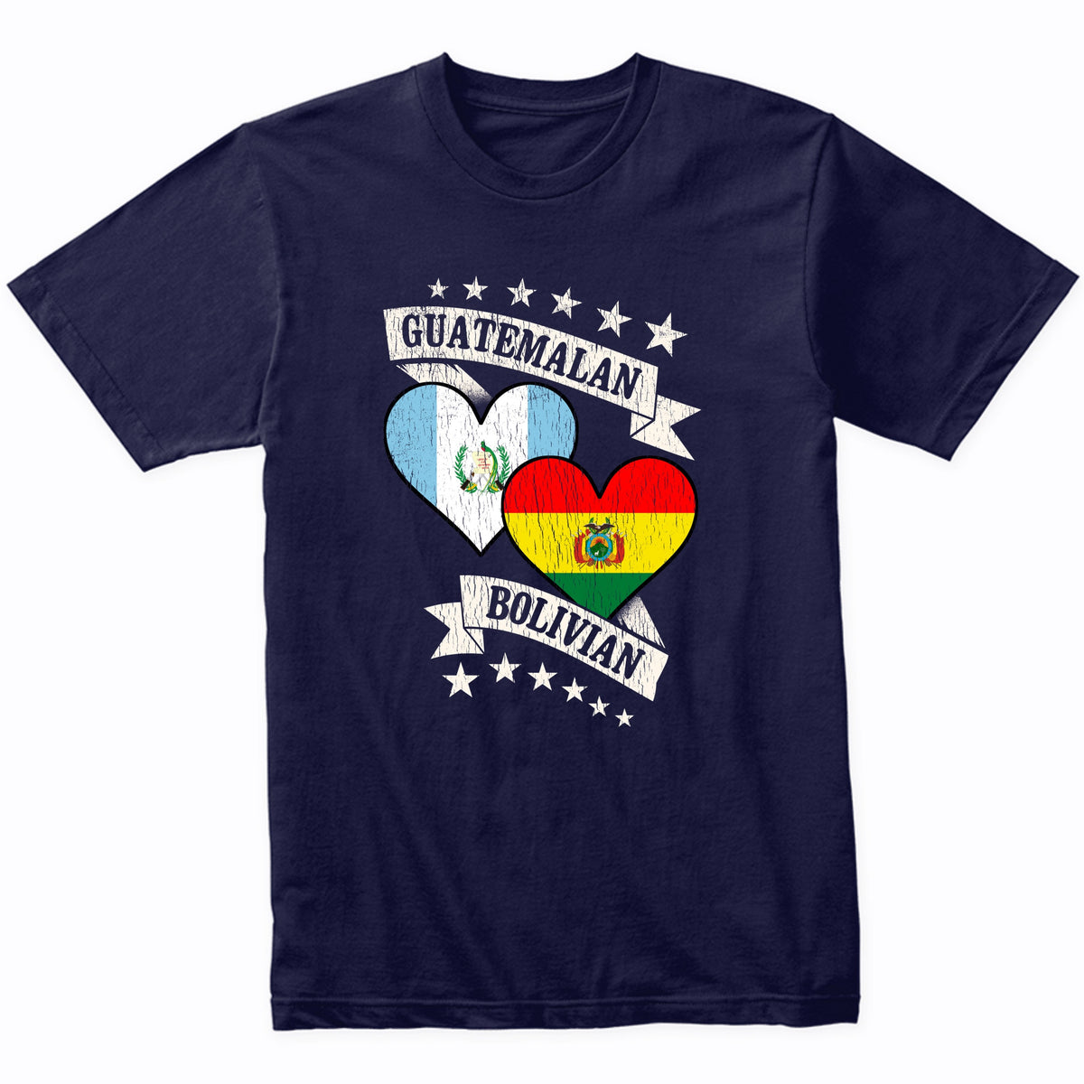 Guatemalan Bolivian Heart Flags Guatemala Bolivia T-Shirt