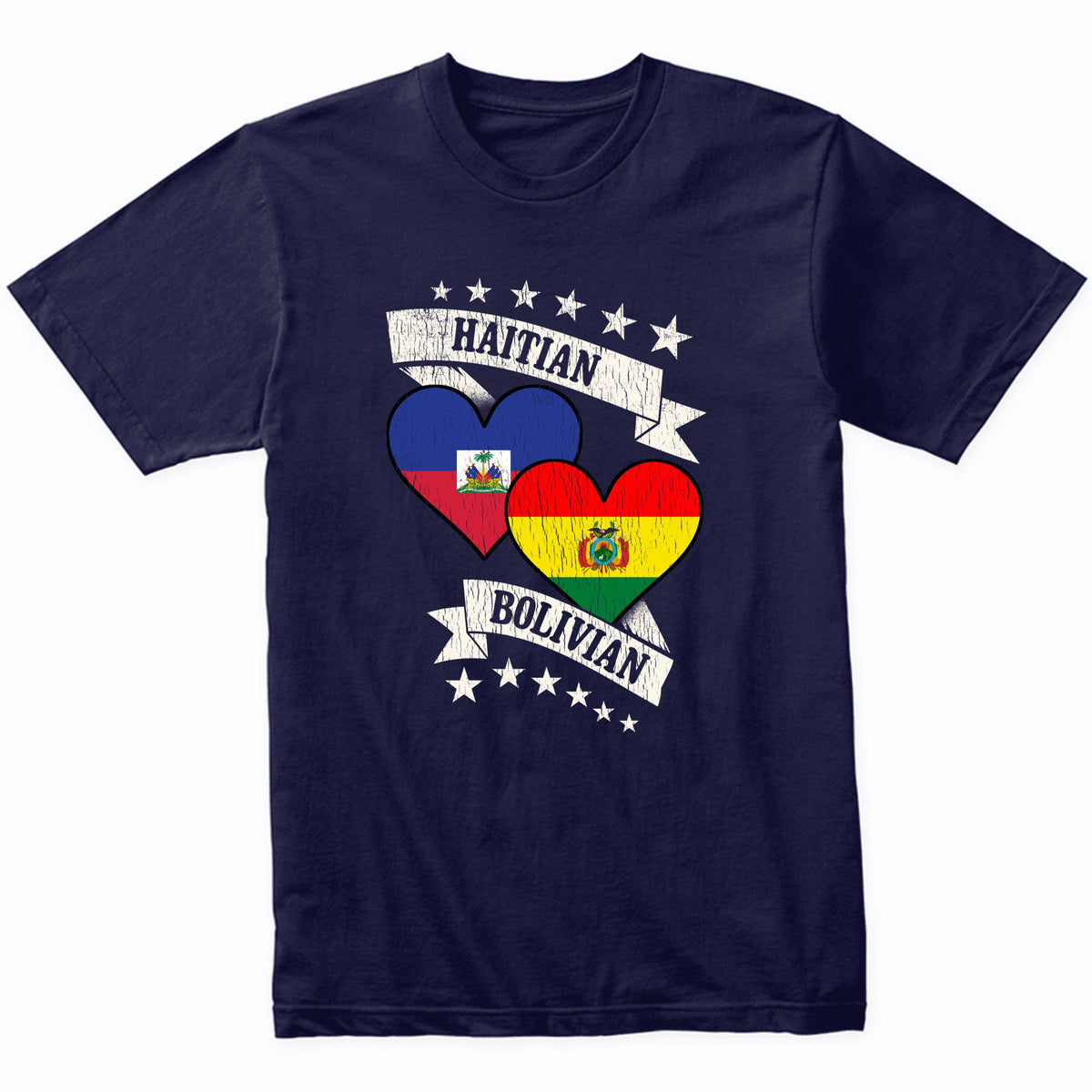 Haitian Bolivian Heart Flags Haiti Bolivia T-Shirt